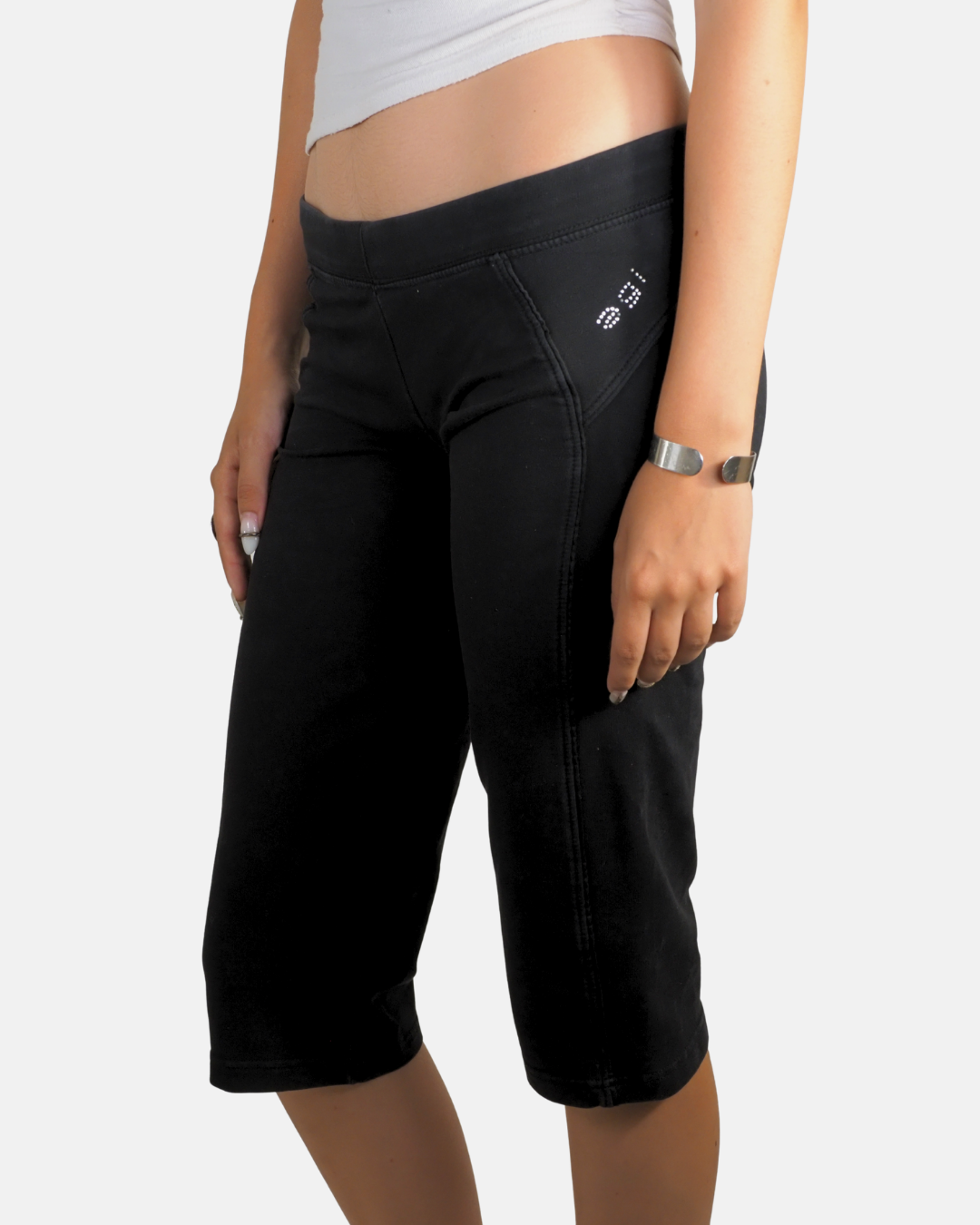 Black Rhinestone Capri Leggings - AGI