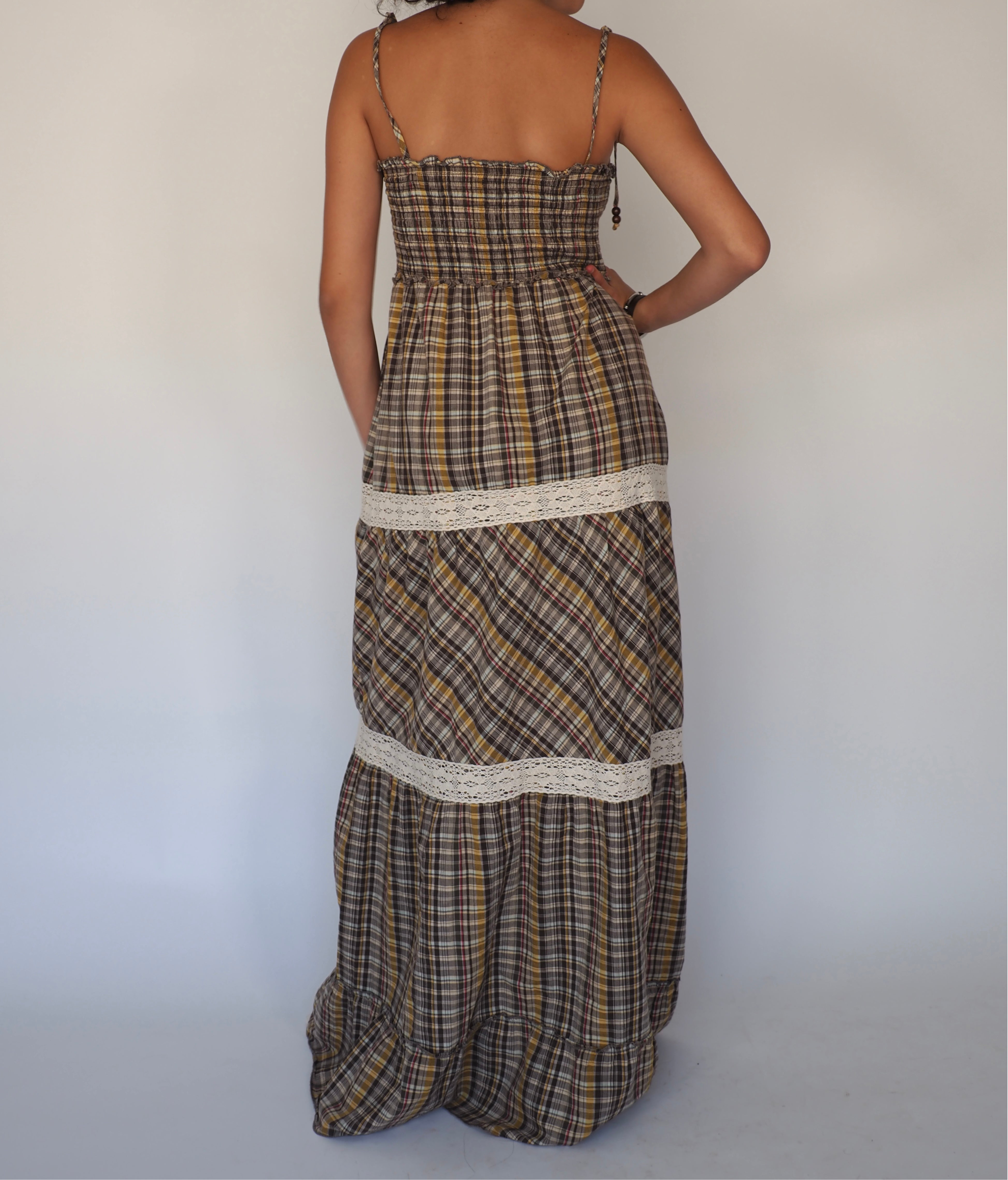 Cottagecore Check Maxi Dress – Blanco