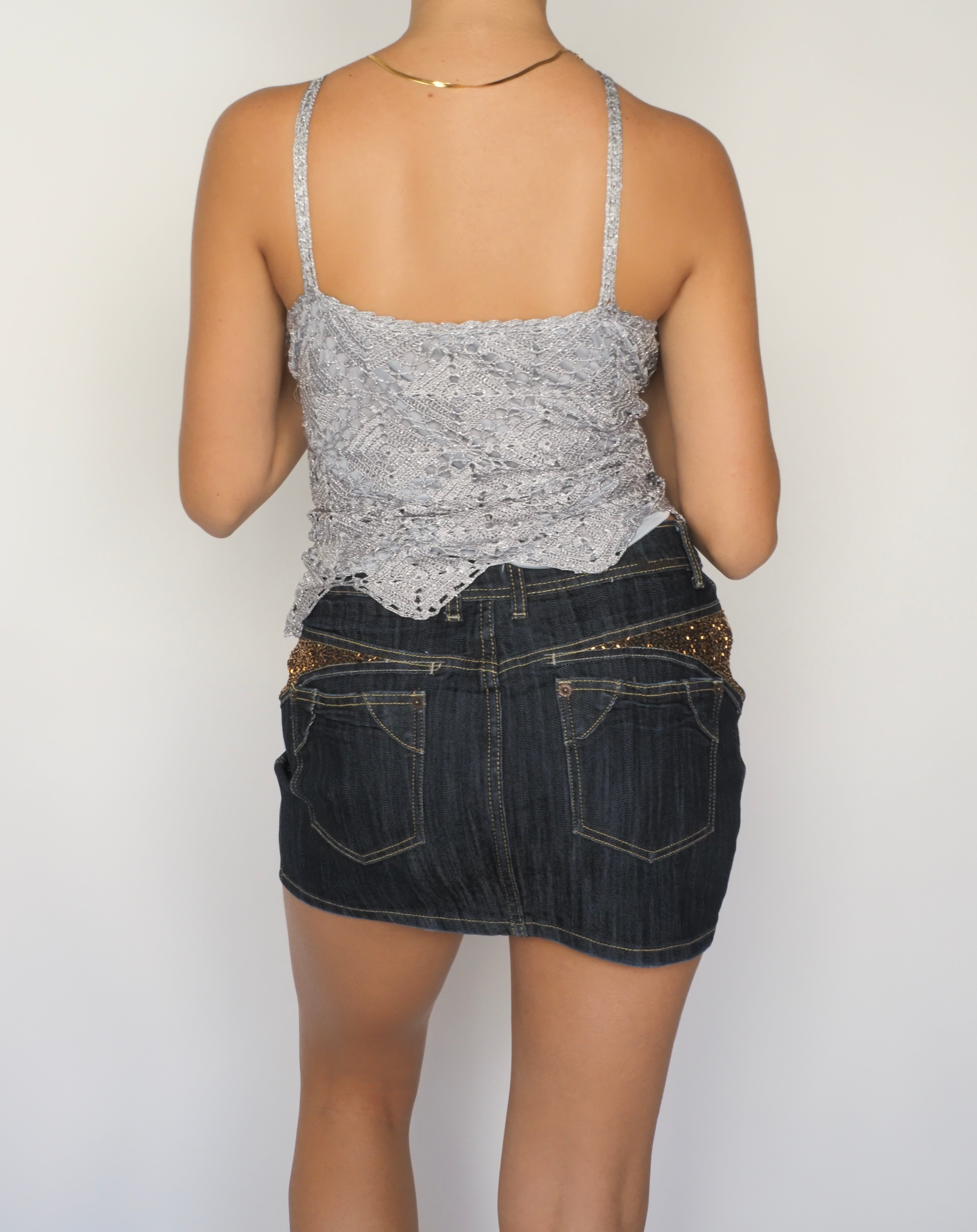 Silver Beaded Halter Top – Ven