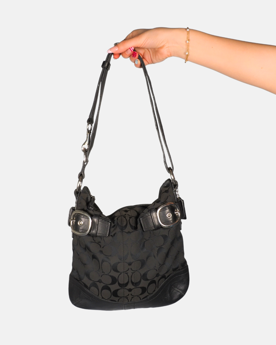 Coach Black Signature Buckle Hobo Bag