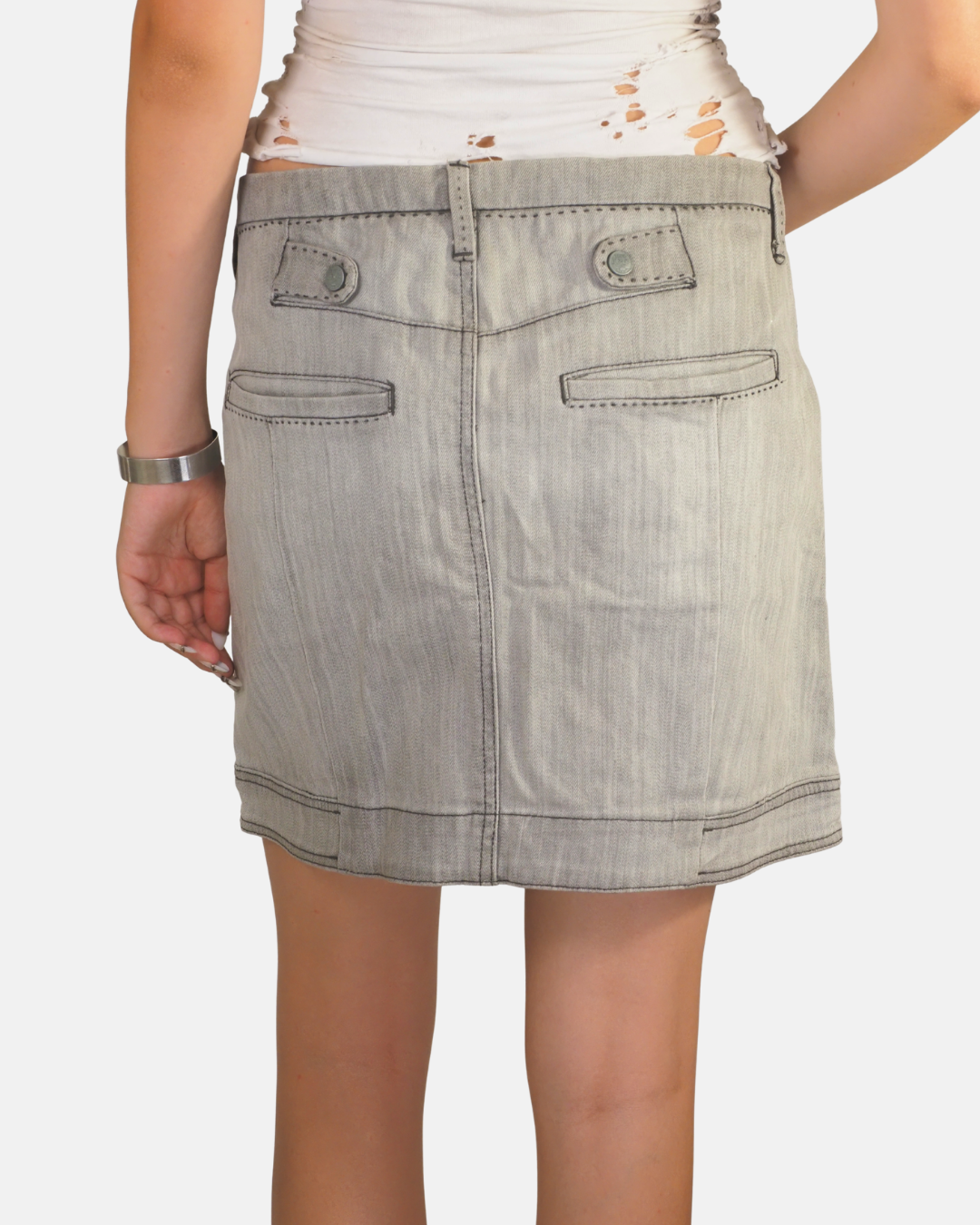 Grey Denim Mini Skirt by Mango