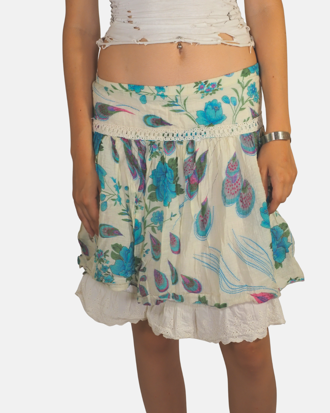 Boho Floral & Paisley Tiered Mini Skirt - Lavanà