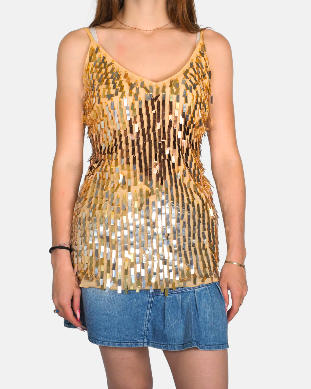Gold Sequin Party Cami Top by Conos