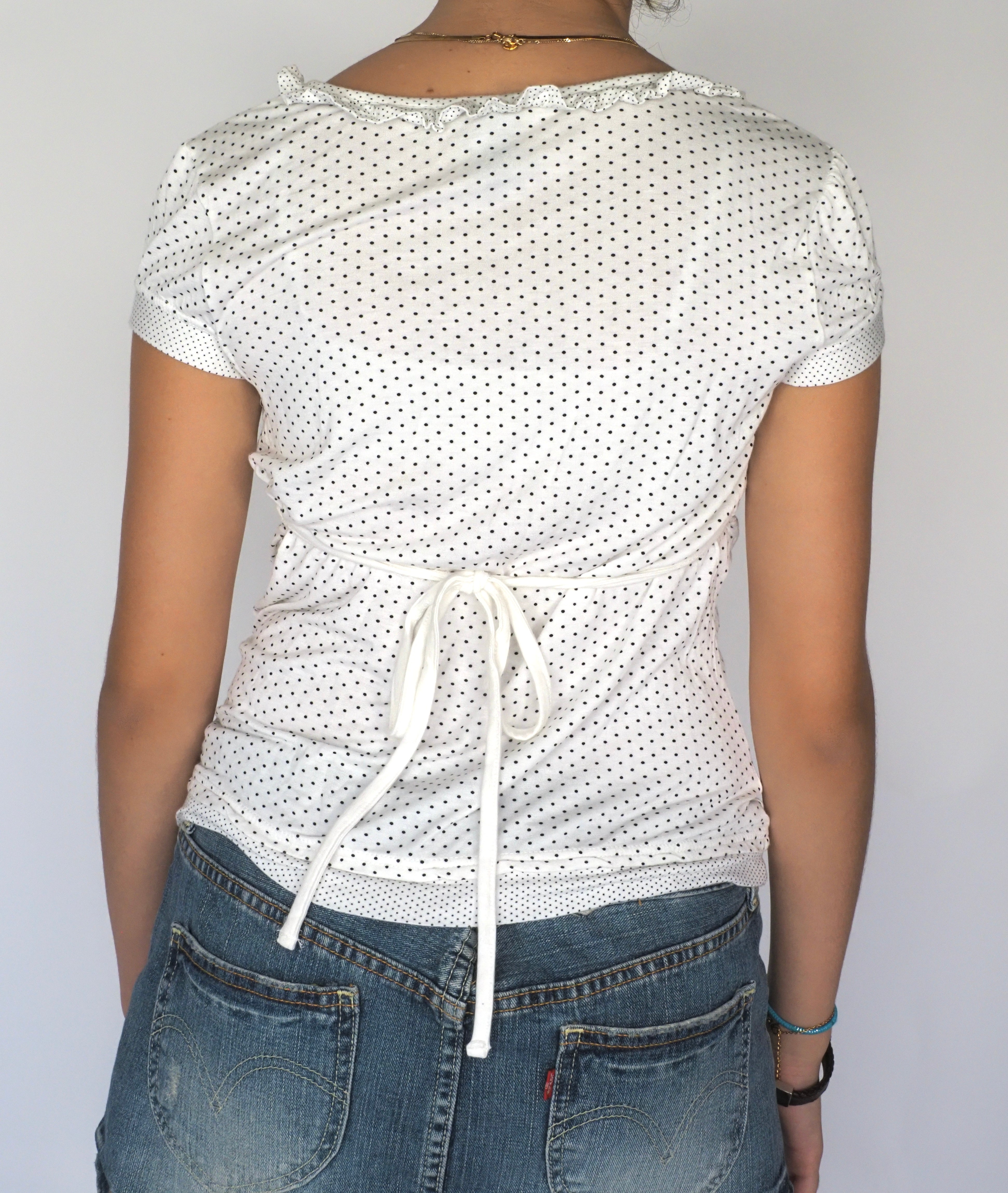 Colours of the World White Polka Dot Ruched Tie-Front Top
