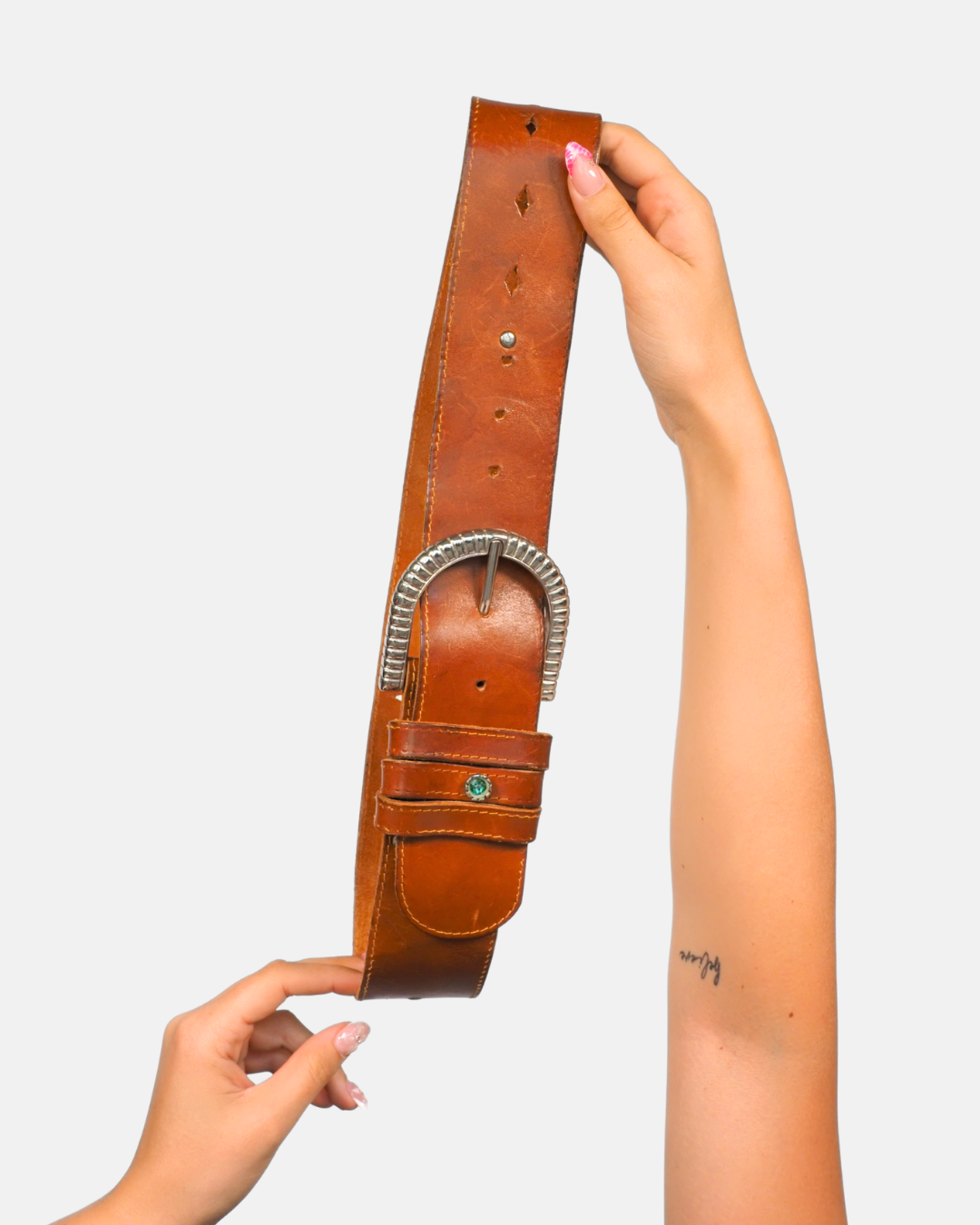 Tan Wide Western Leather Belt