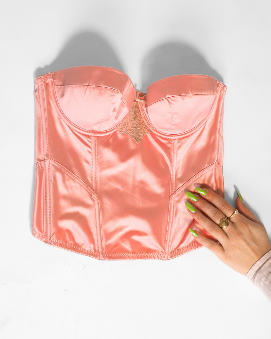 Vintage Secret Possessions Peach Satin Corset Lingerie Top