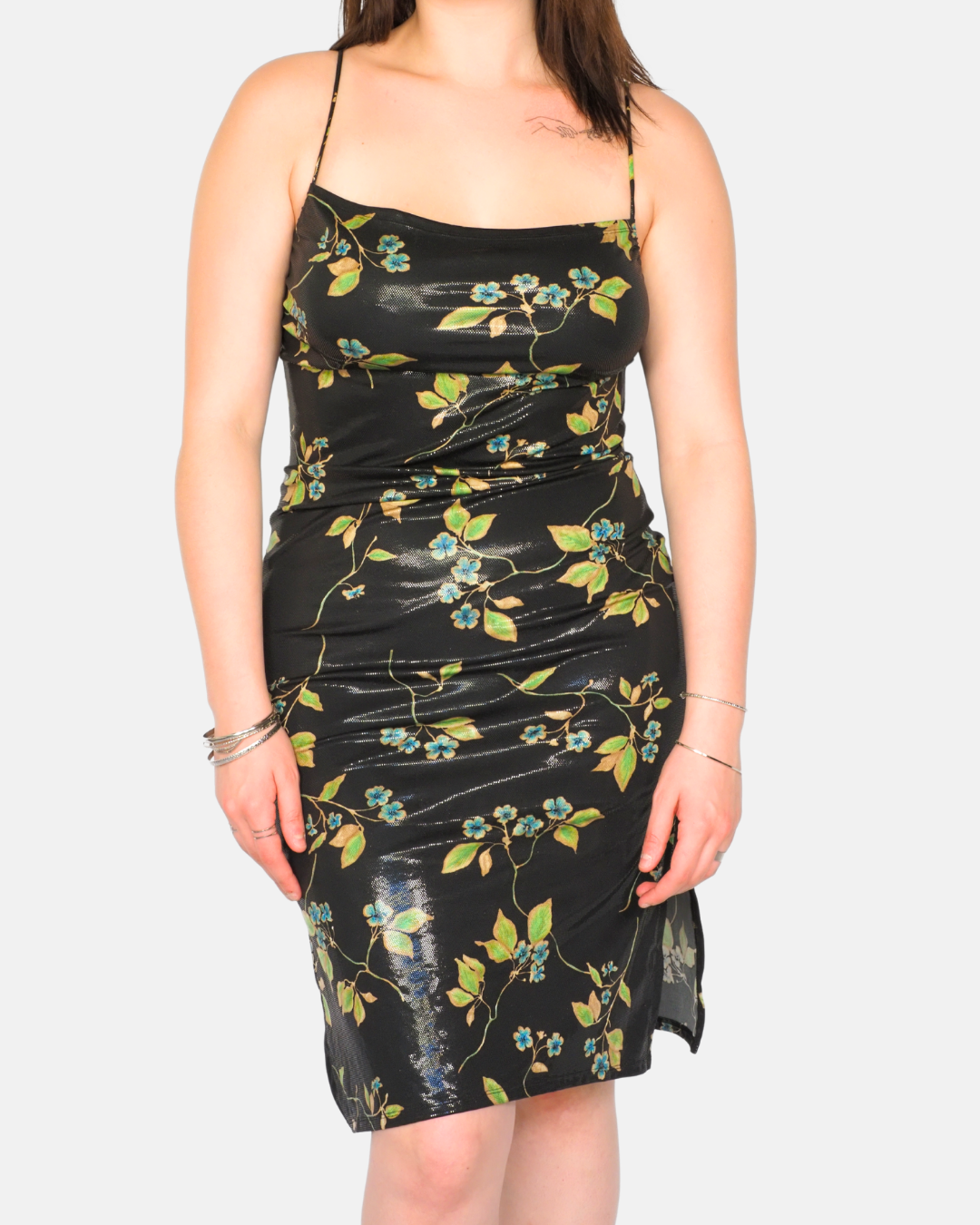 Y2K Satin Floral Slip Dress