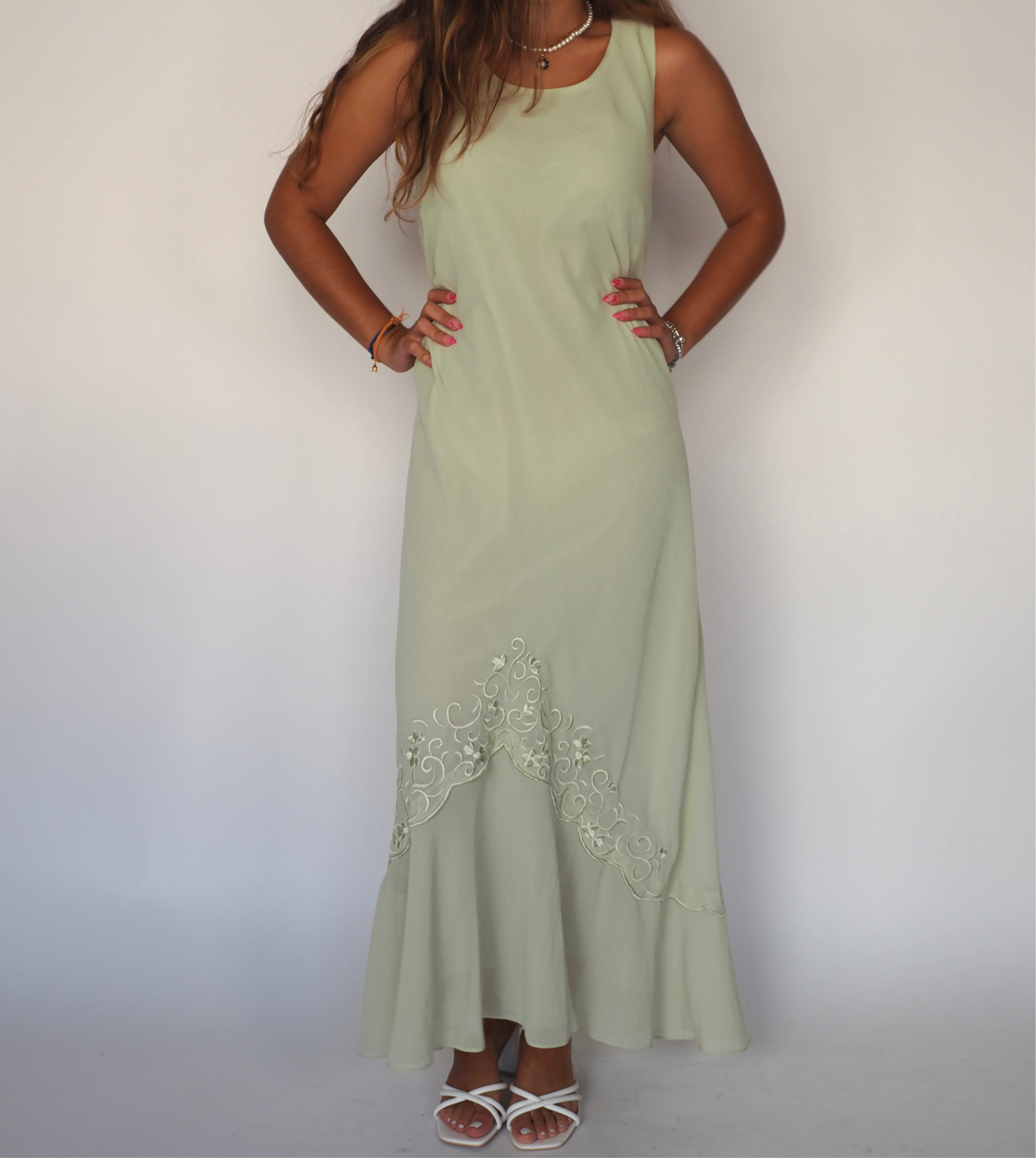 Vintage Pastel Sage Maxi Dress – Plaza South