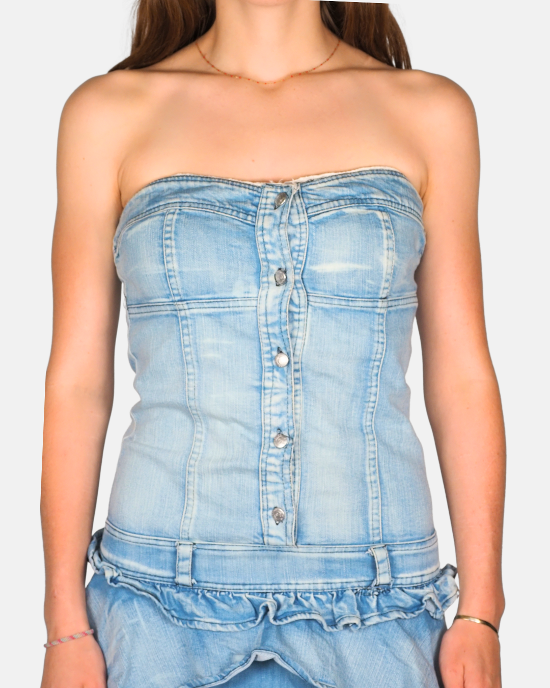 Monoxido Y2K Denim Ruffle Mini Dress