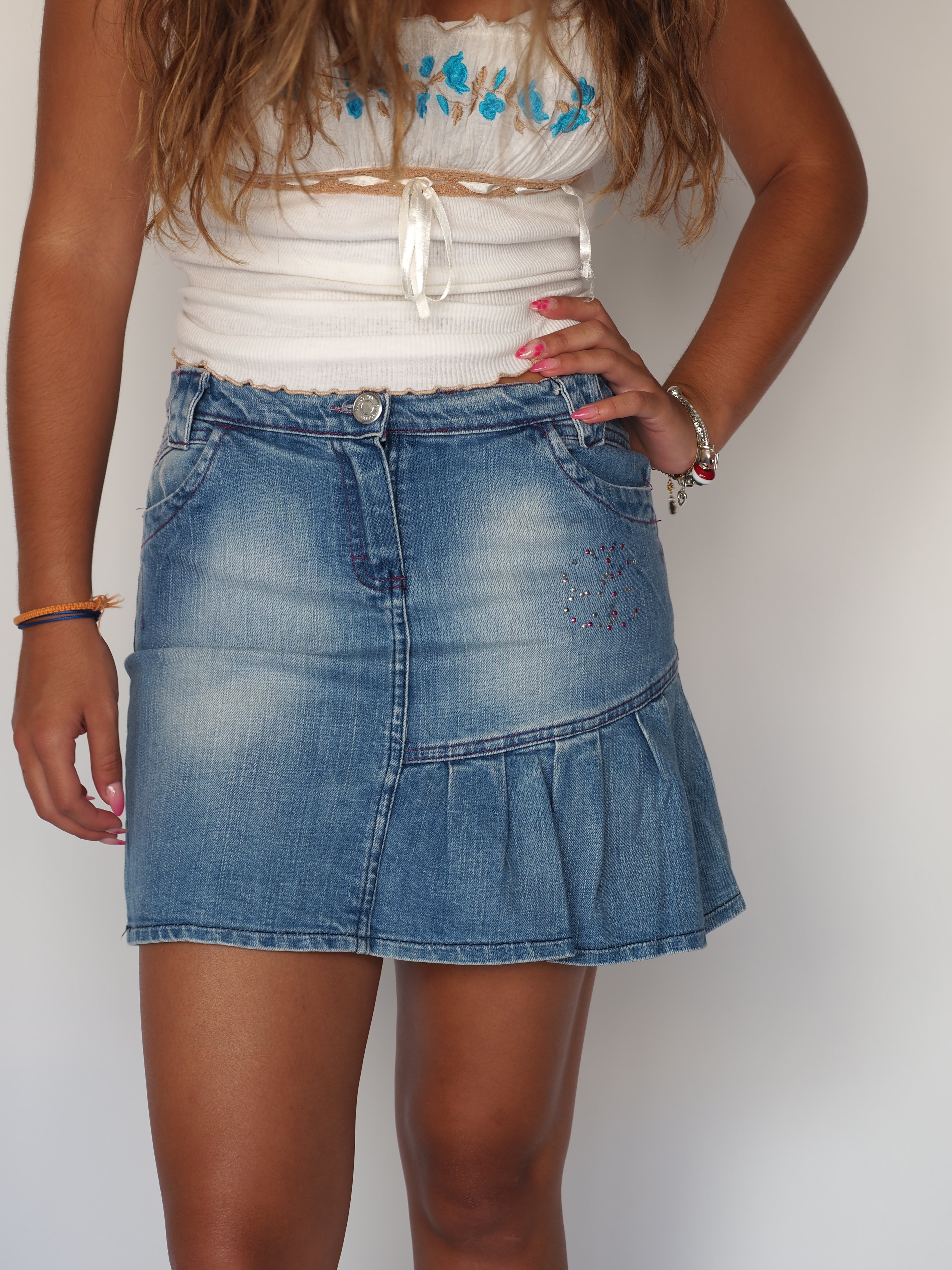 Bamboletta Girl Ruffle Hem Denim Skirt