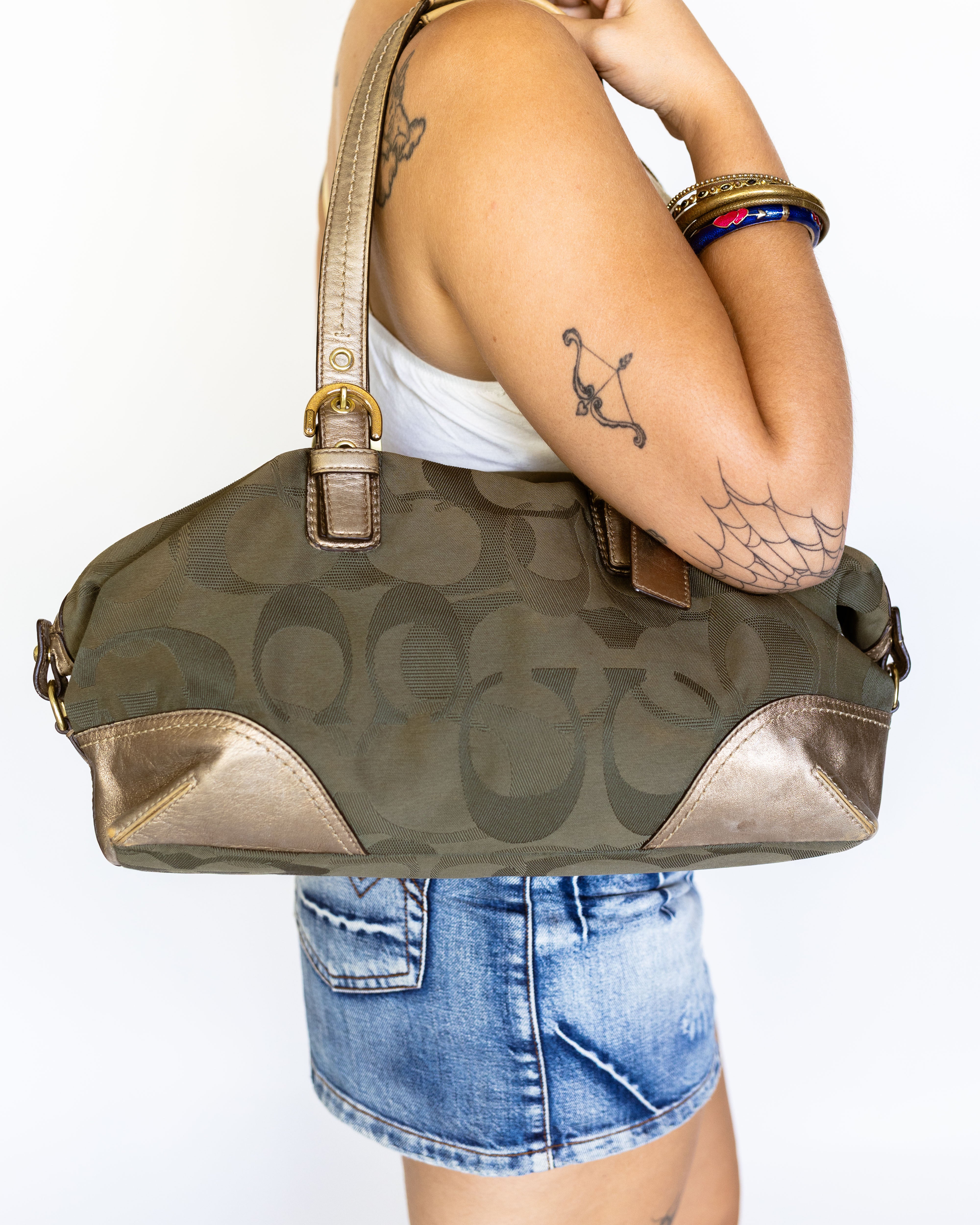 Kristin Signature Satchel in Olive Bronze – Coach