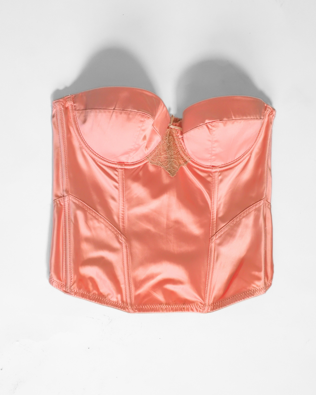 Vintage Secret Possessions Peach Satin Corset Lingerie Top