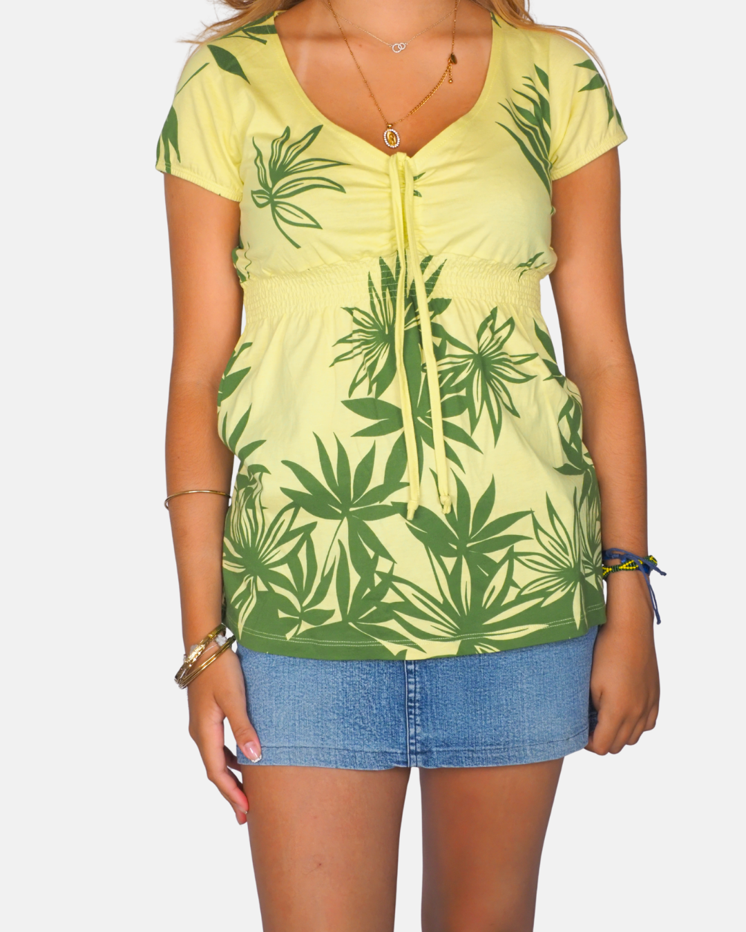 Yellow Tropical Print Top by Boule