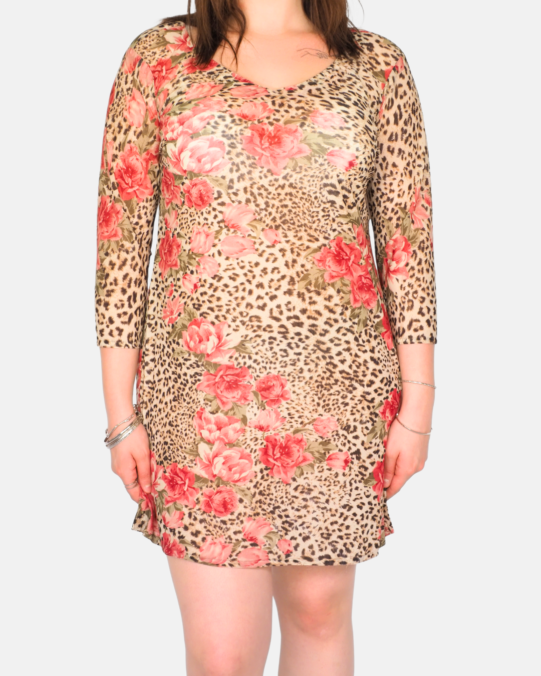 Y2K Leopard & Floral Print Mini Dress