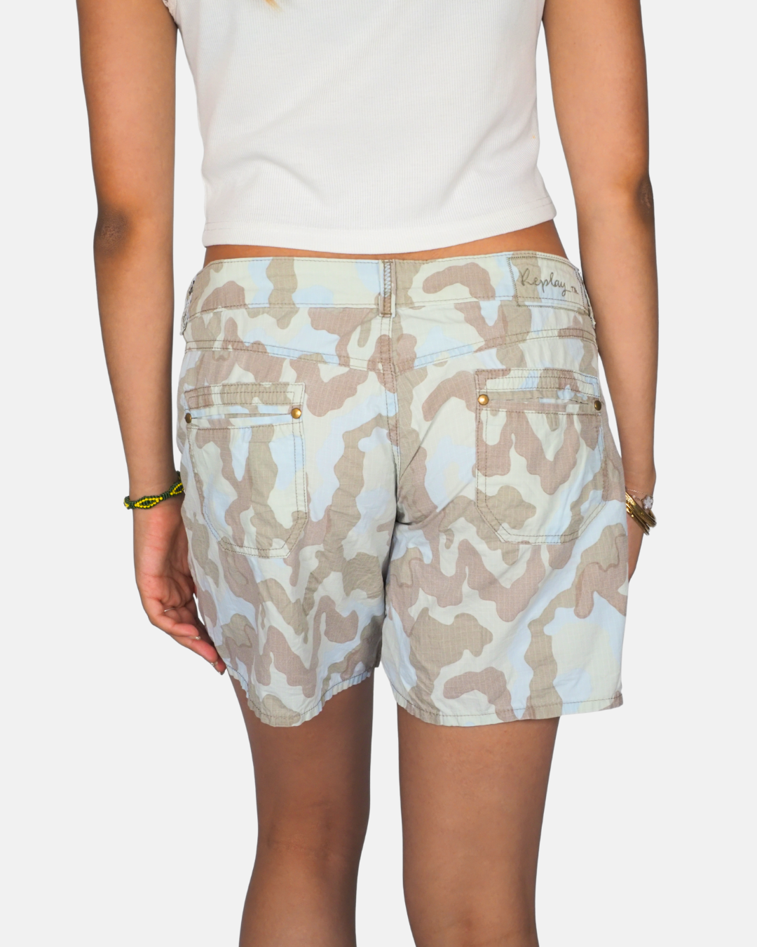Desert Camo Low Rise Cargo Shorts by Replay
