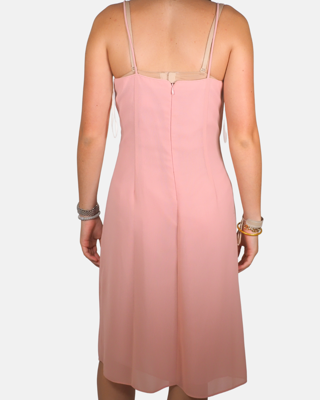 Blush Pink Corsage Midi Dress - POLKA