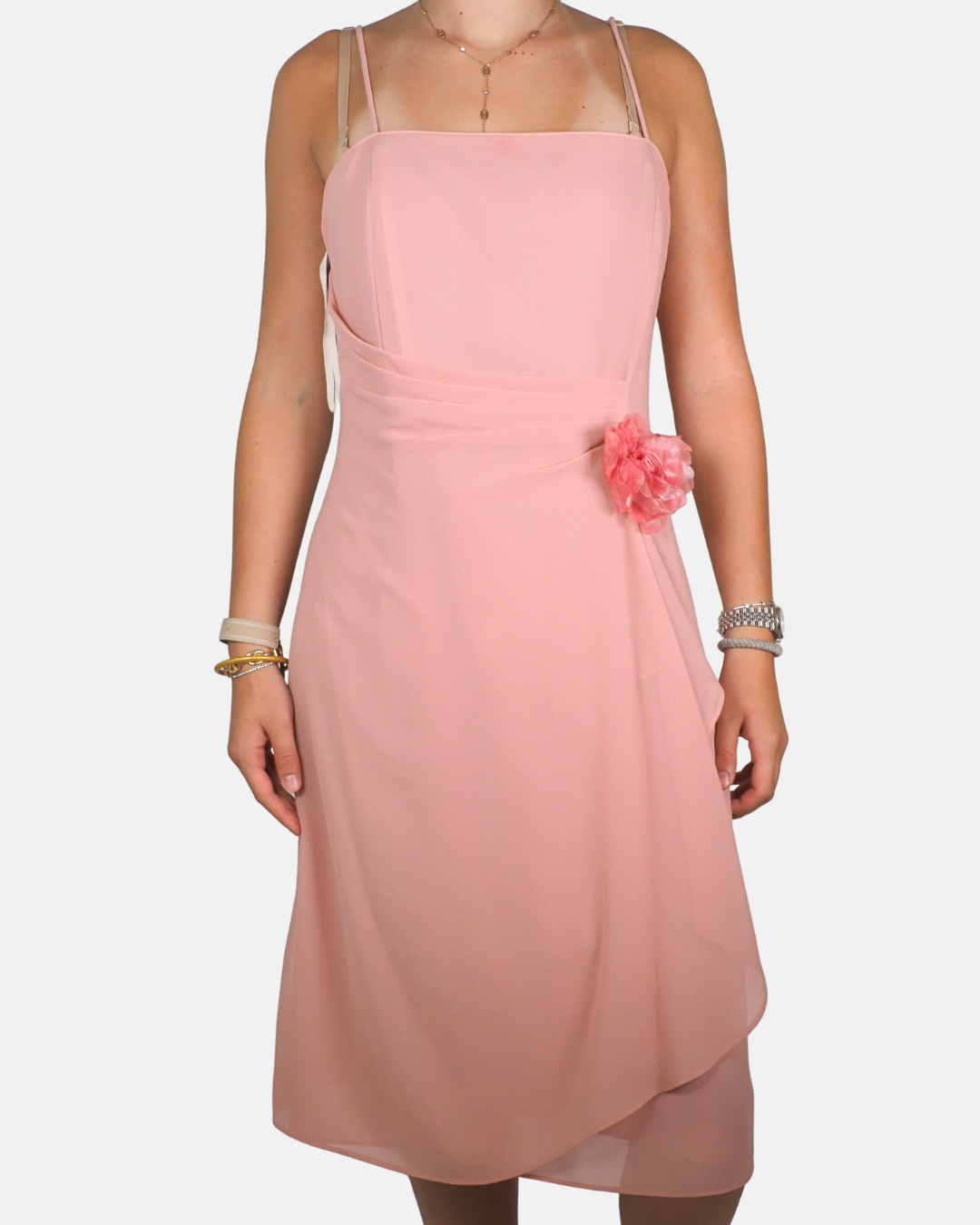 Blush Pink Corsage Midi Dress - POLKA