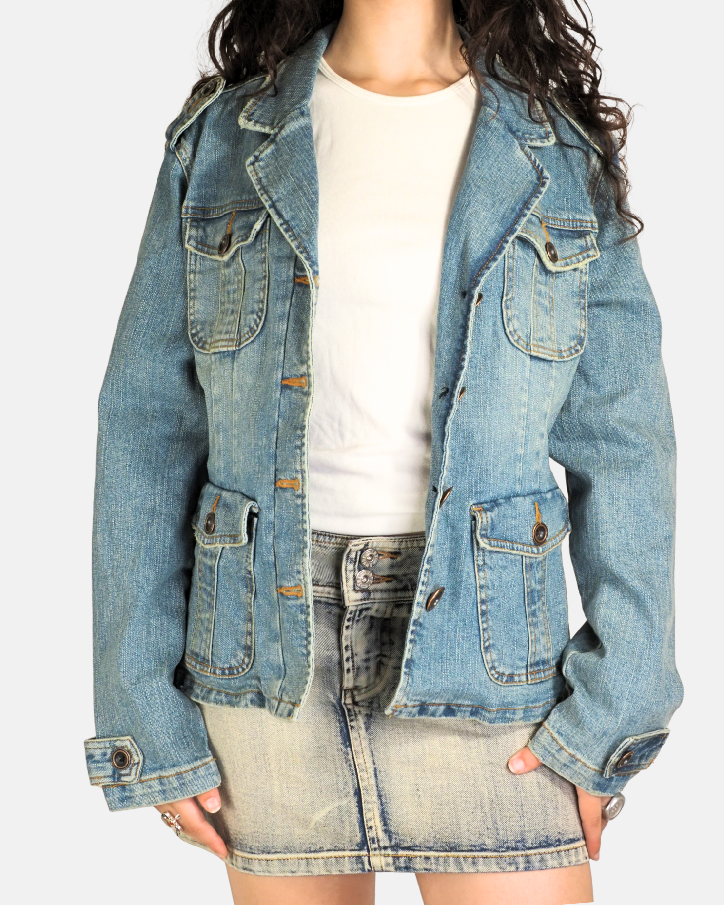 Light Wash Denim Safari Jacket - Star Jeans