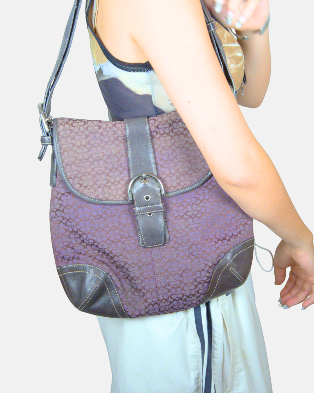 Coach Signature Monogram Flap Messenger Bag