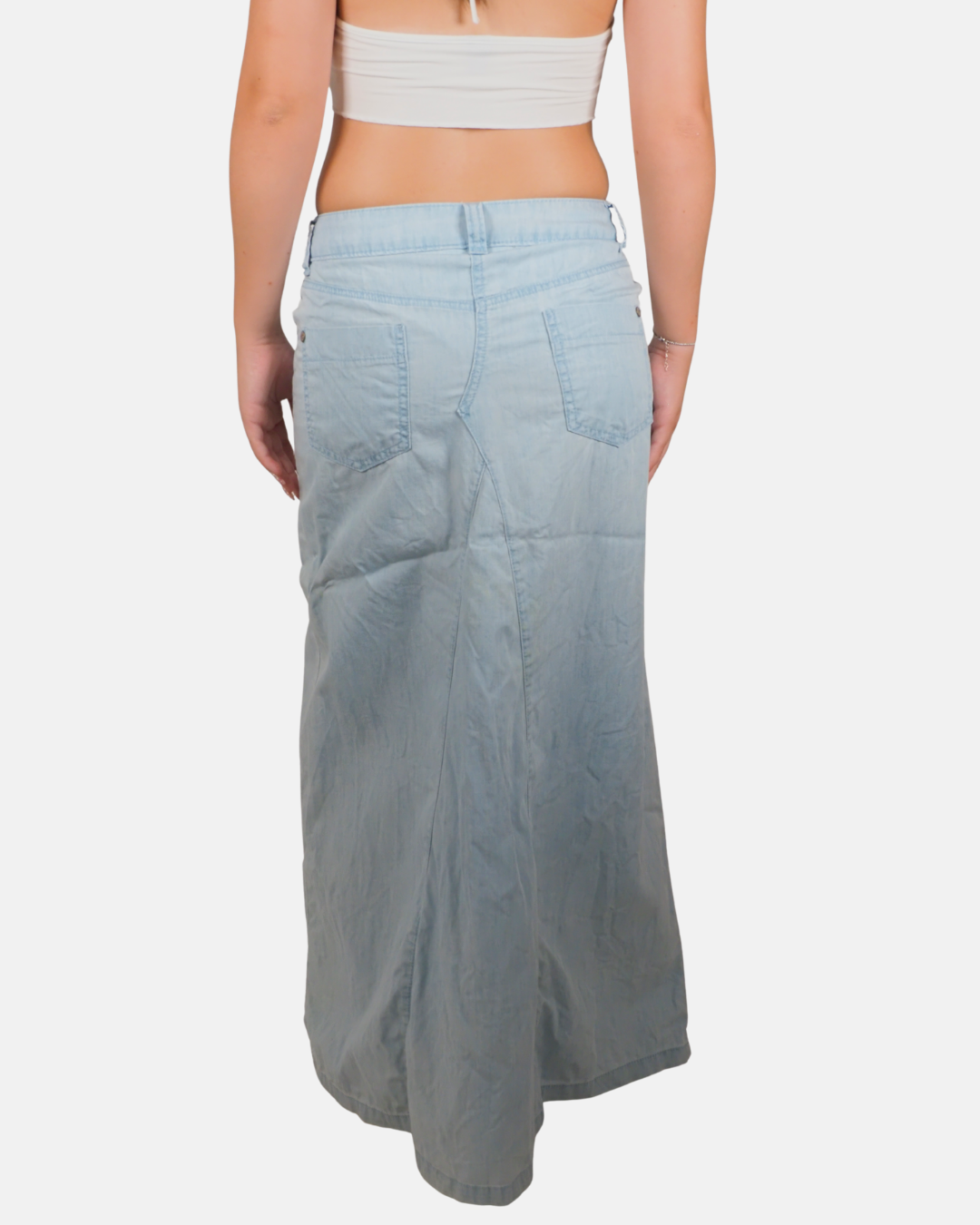 Light Wash Denim Maxi Skirt