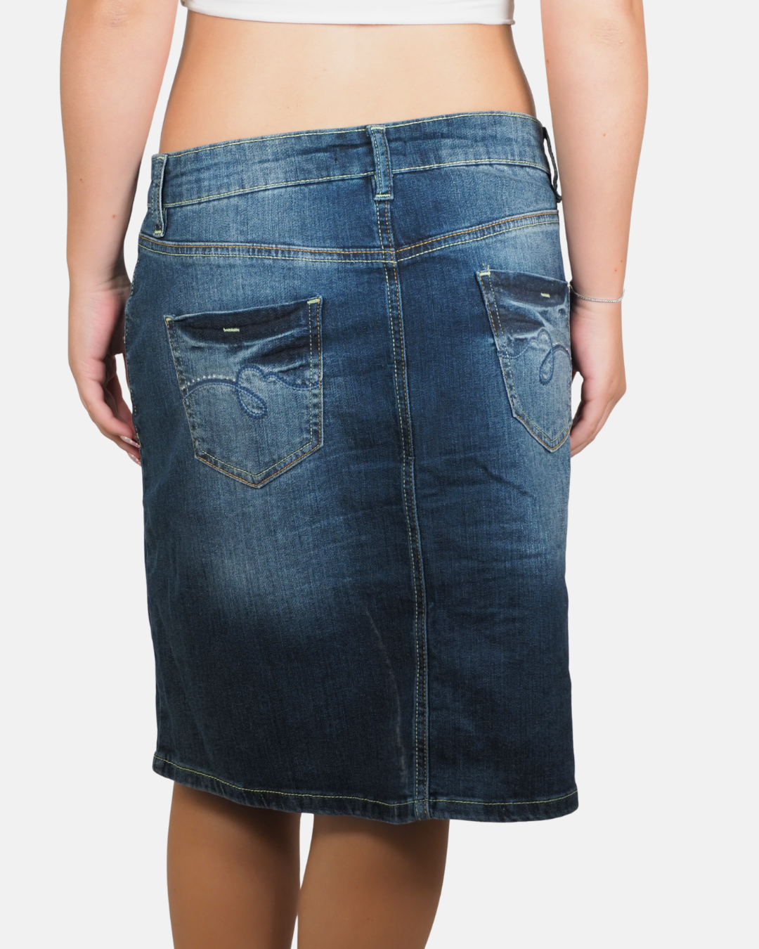 Button Front Denim Midi Skirt - Conbipel