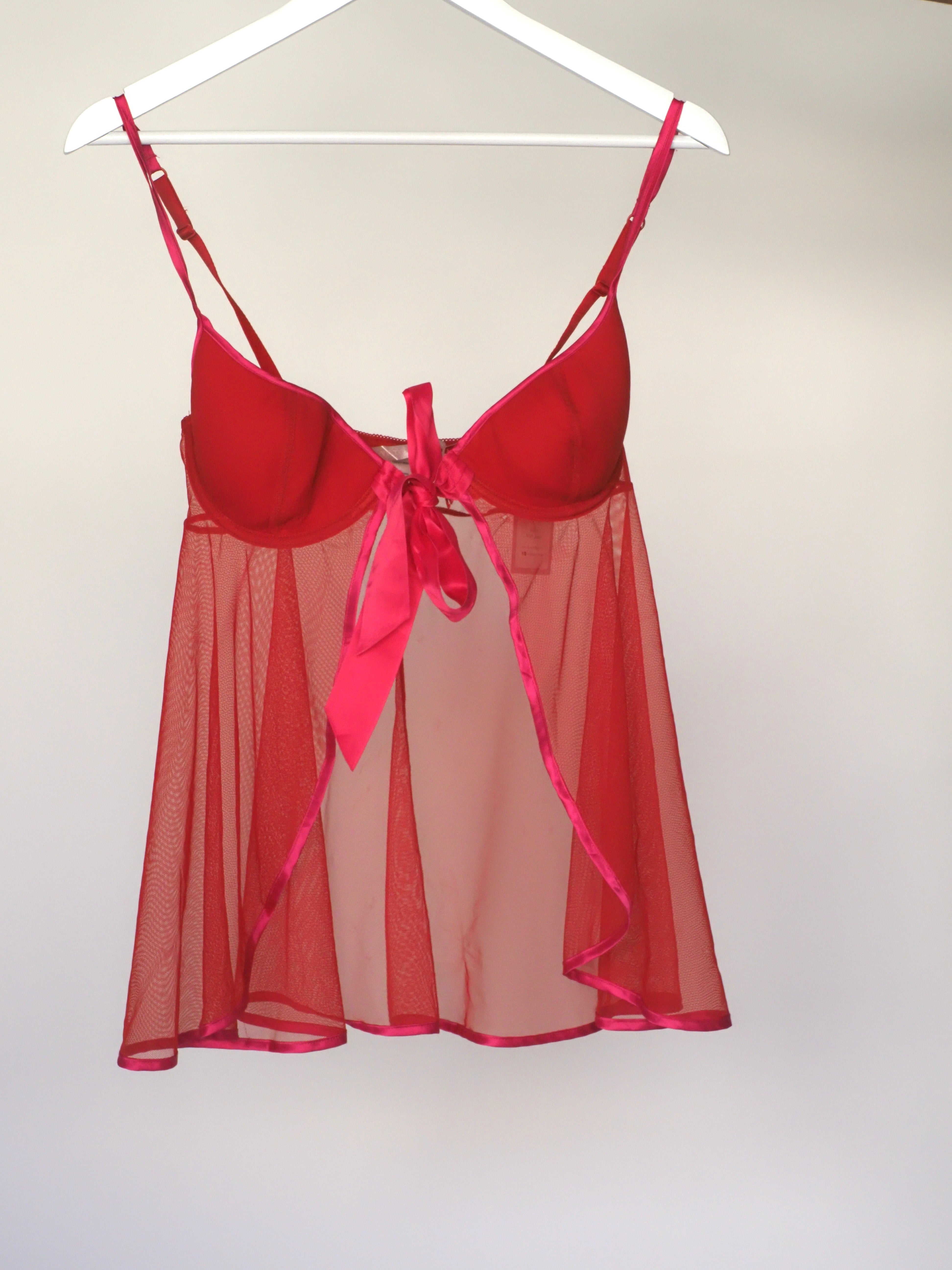 Victoria’s Secret Red Sheer Babydoll Lingerie with Satin Bow