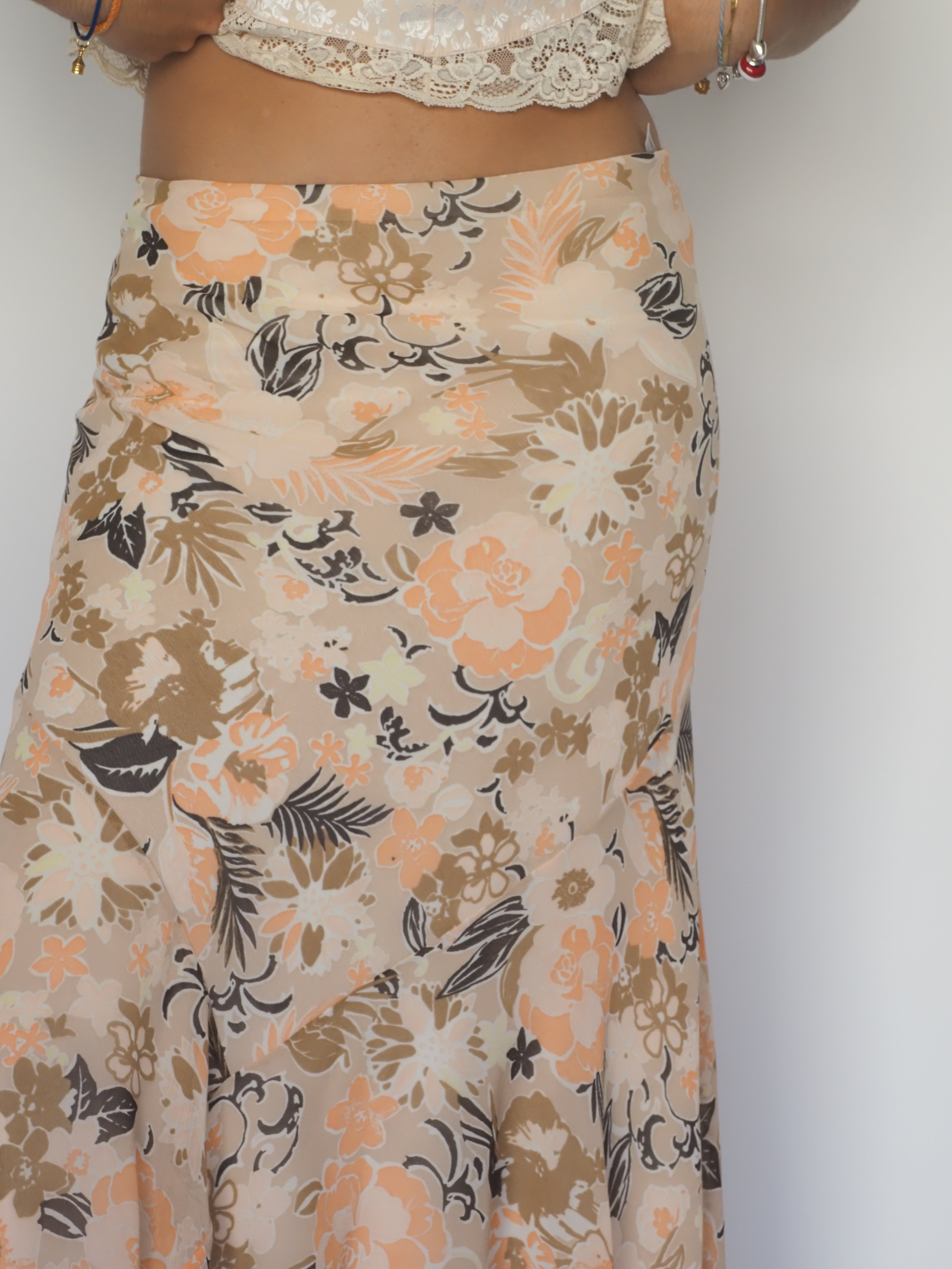 Peach & Taupe Floral A-Line Midi Skirt – Marks & Spencer