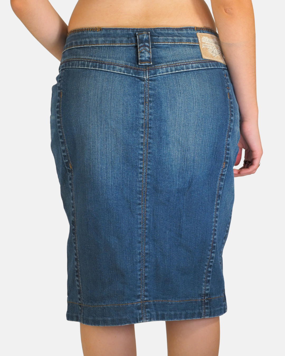 Blue Button Front Denim Midi Skirt - Class Jeans