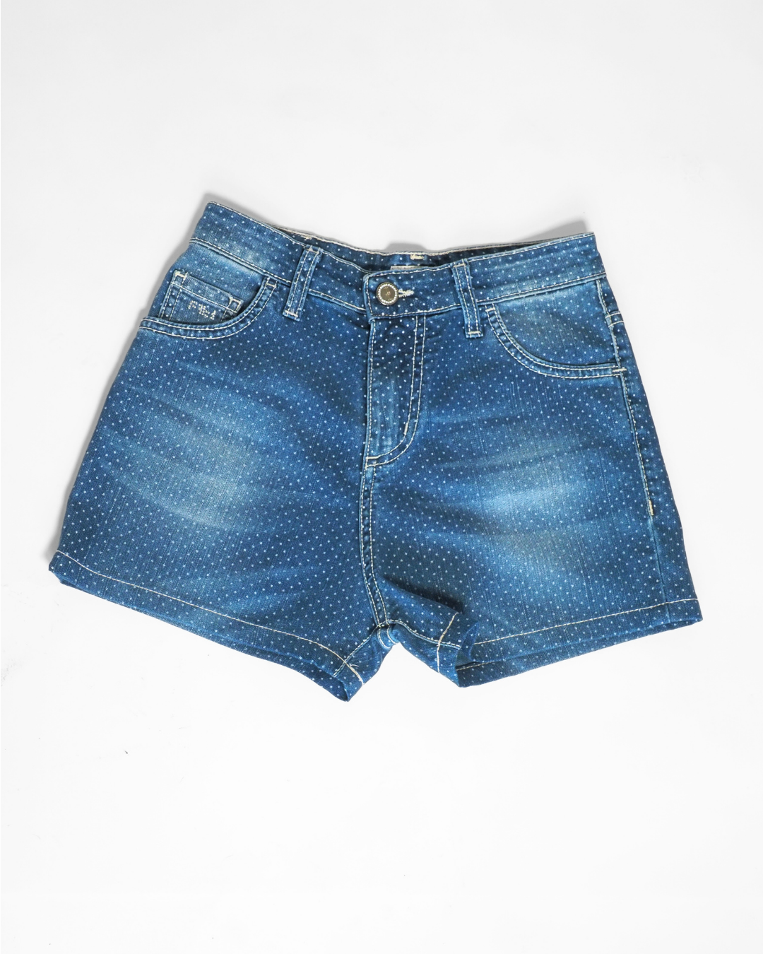 Y2K Artigli Blue Polka-Dot Denim Mini Shorts