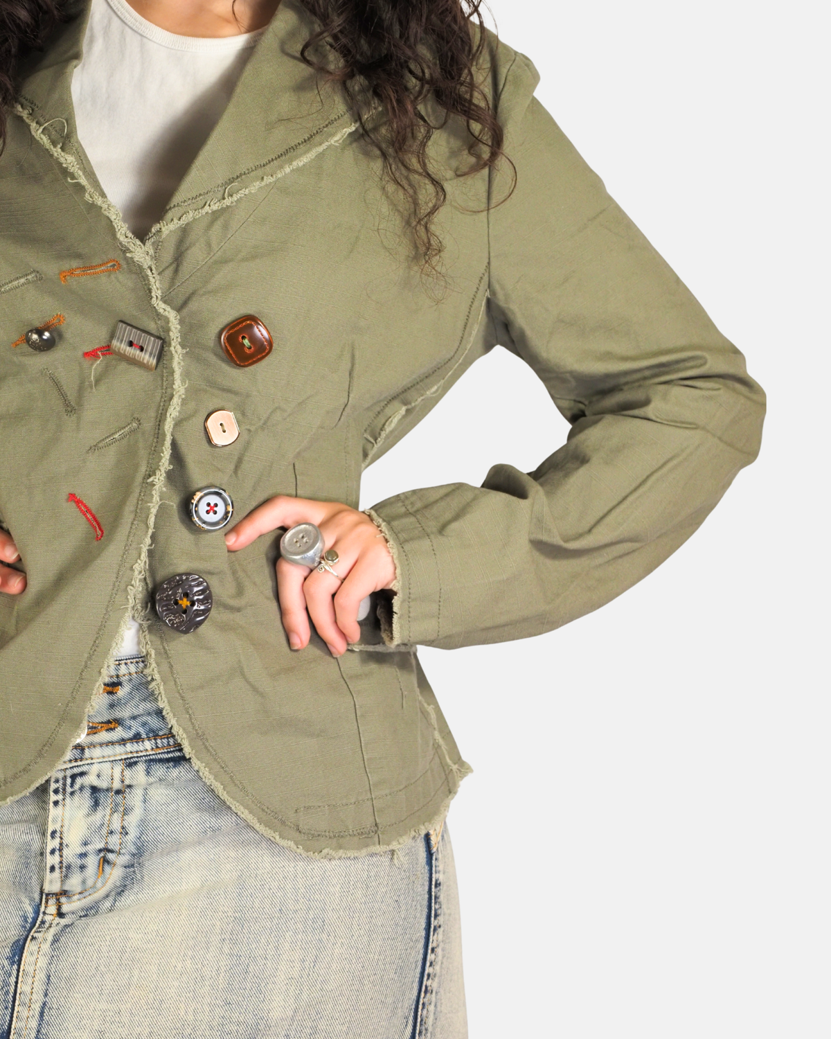 Y2K Green Mixed Button Utility Blazer - MAX-IO