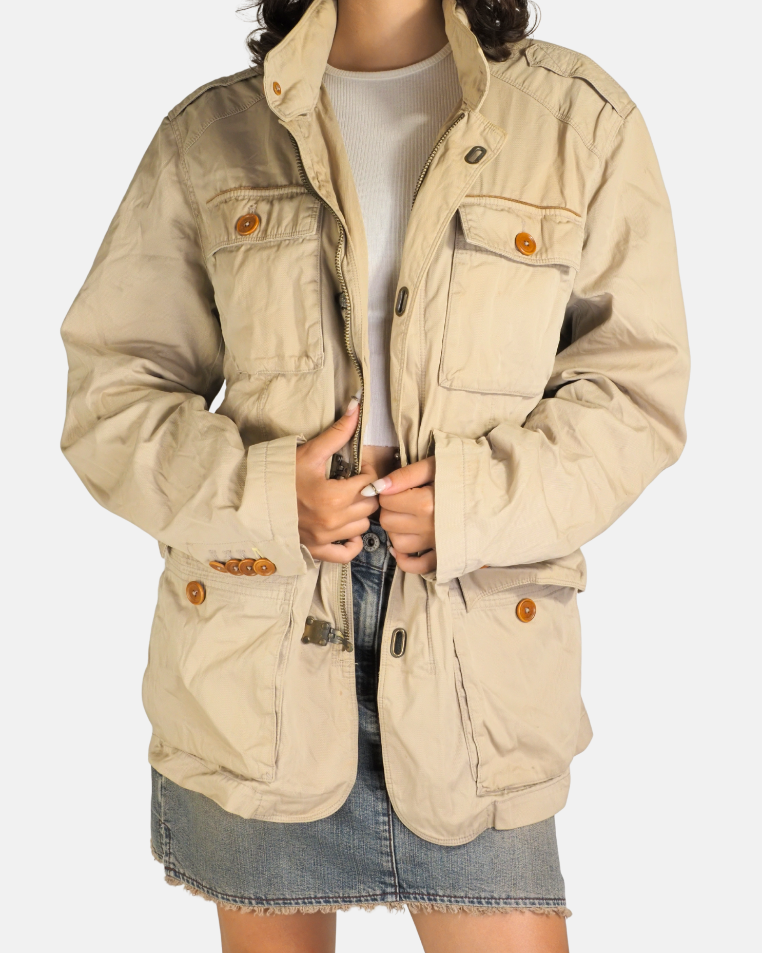 Beige Utility Safari Jacket - Massimo Dutti