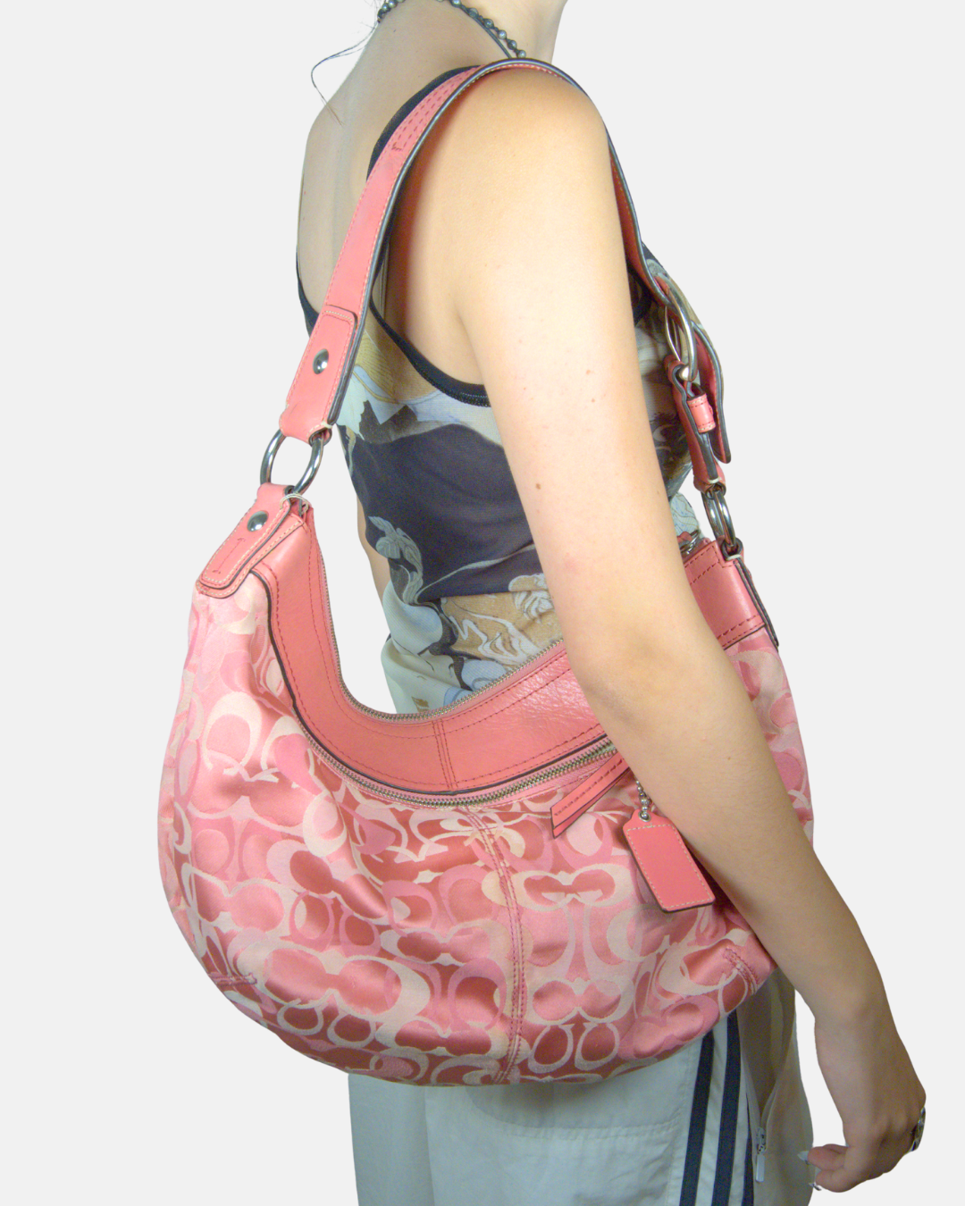 Coach Pink Signature Soho Pleated Hobo