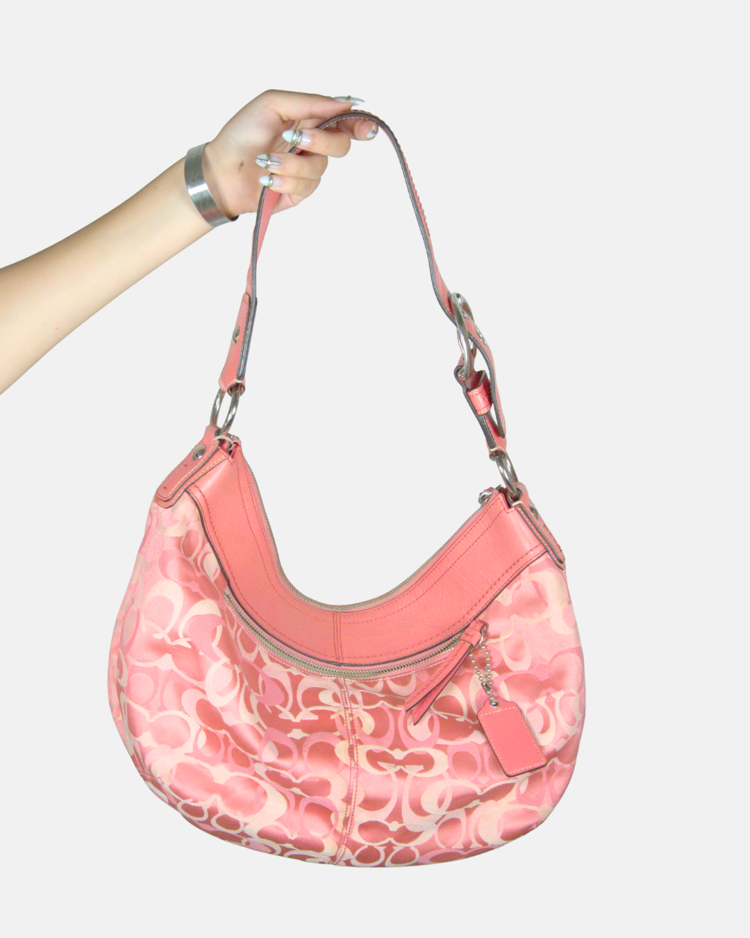 Coach Pink Signature Soho Pleated Hobo