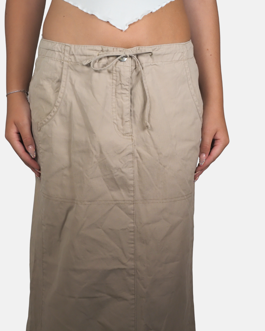 Beige Drawstring Utility Maxi Skirt - ESPRIT