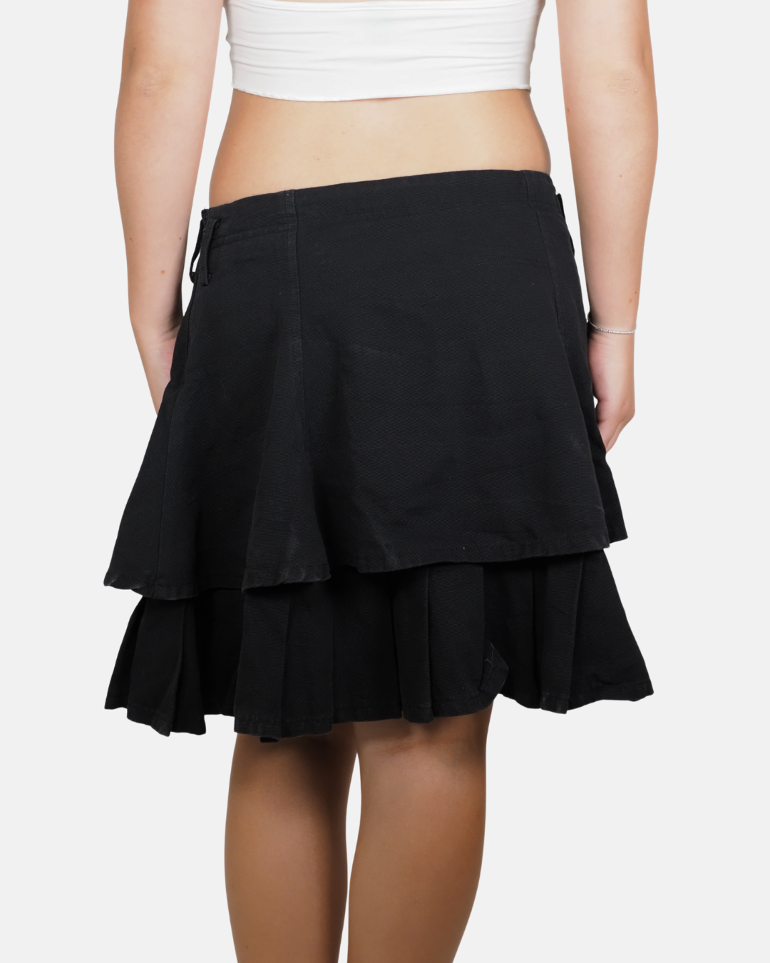 Black Tiered Pleated Mini Skirt - Just Woman