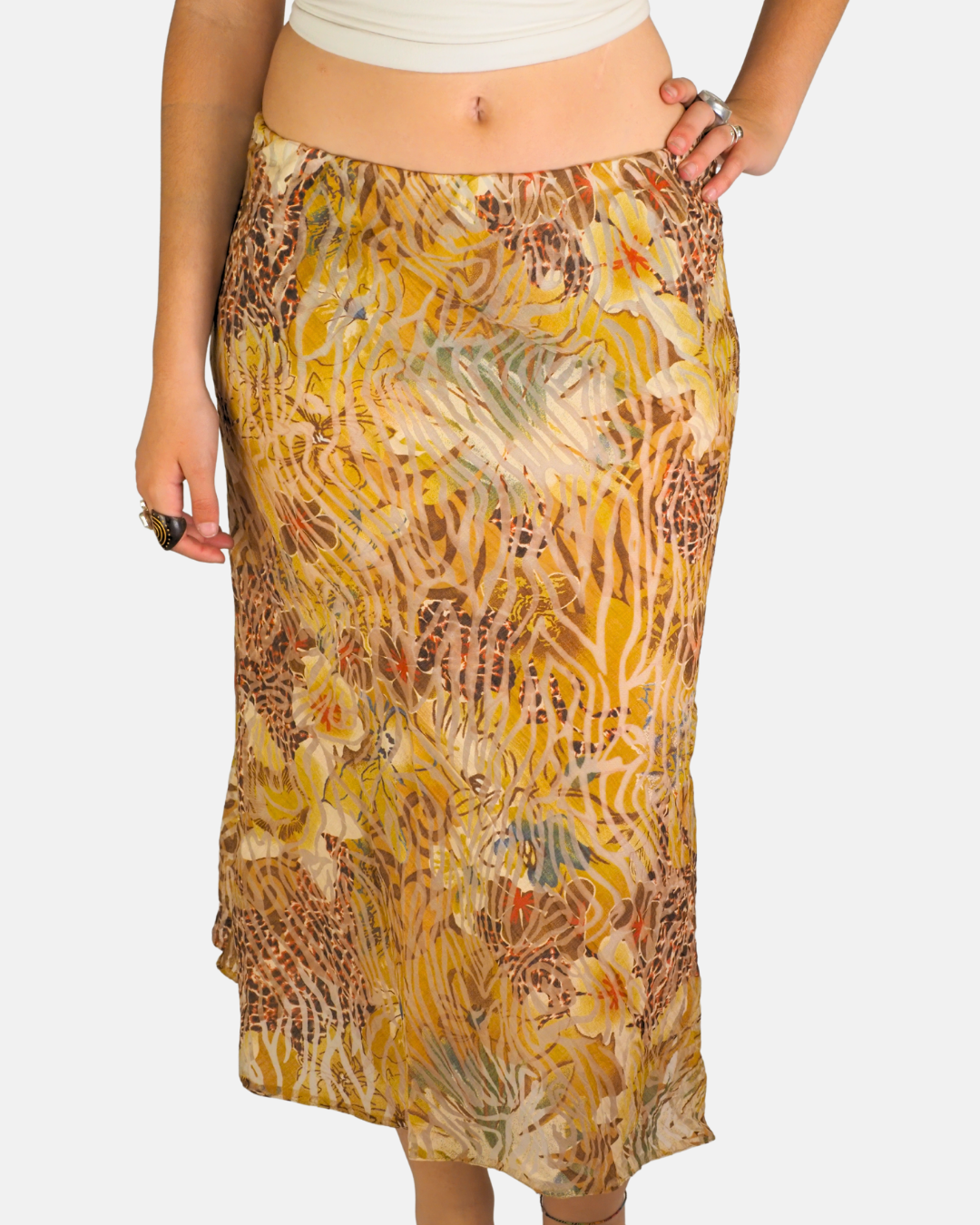 Yellow Animal & Floral Print Maxi Skirt - Queensway
