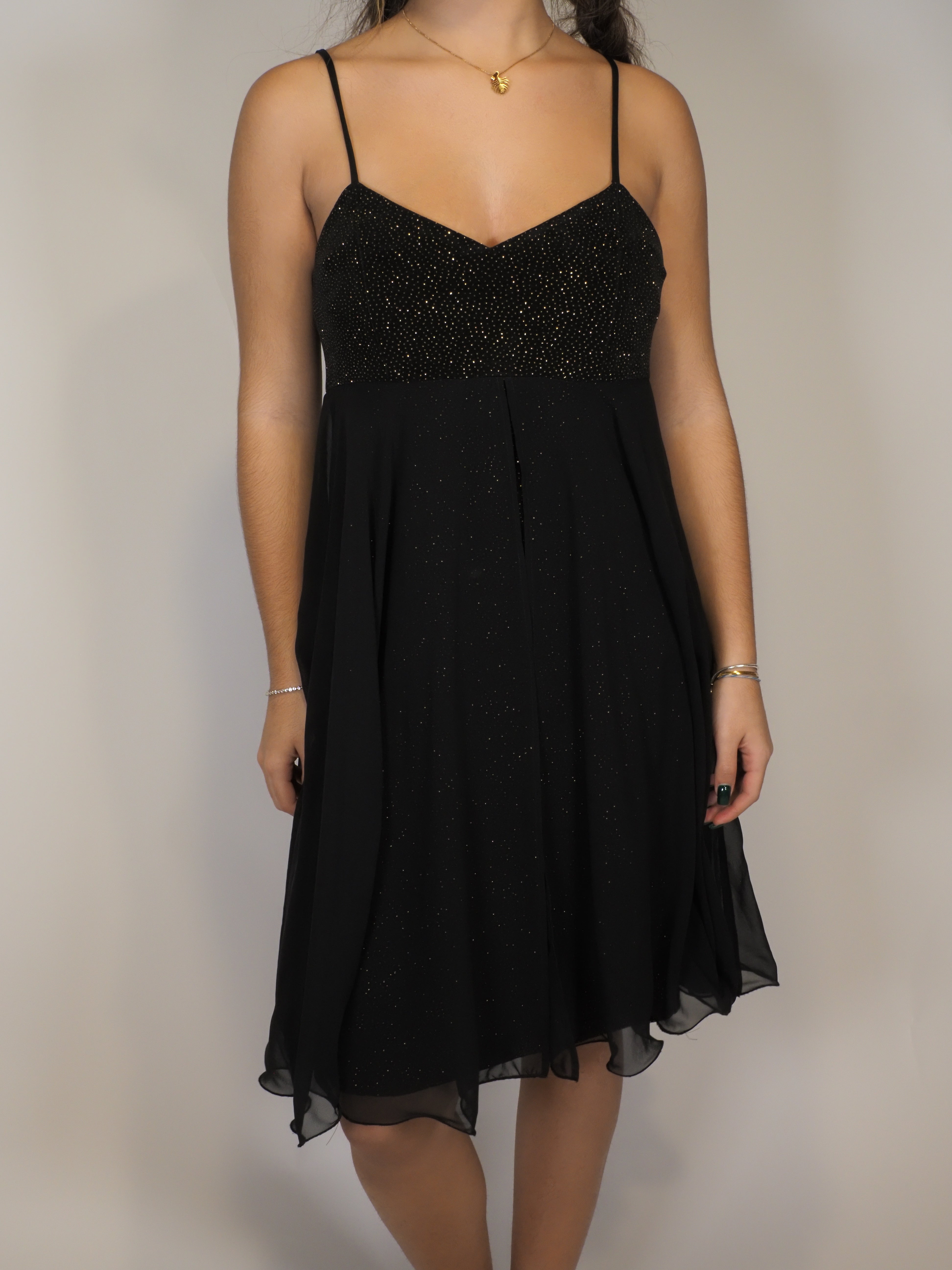 Black Sparkle Chiffon Midi Dress – Vera Mont