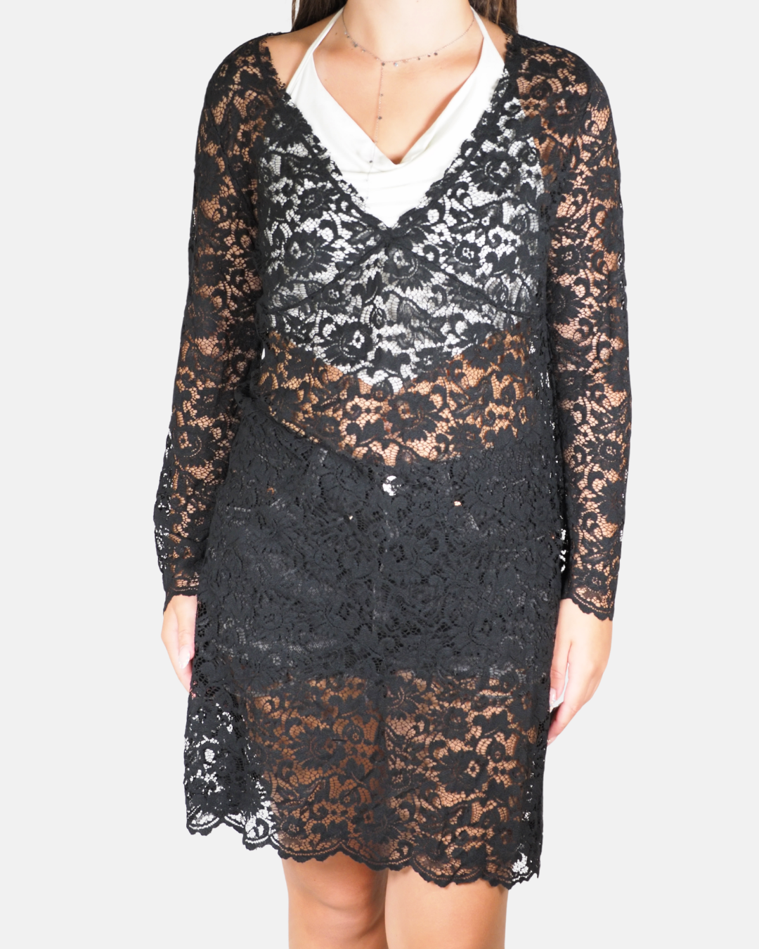 Black Lace Layered Dress - Scooterplus