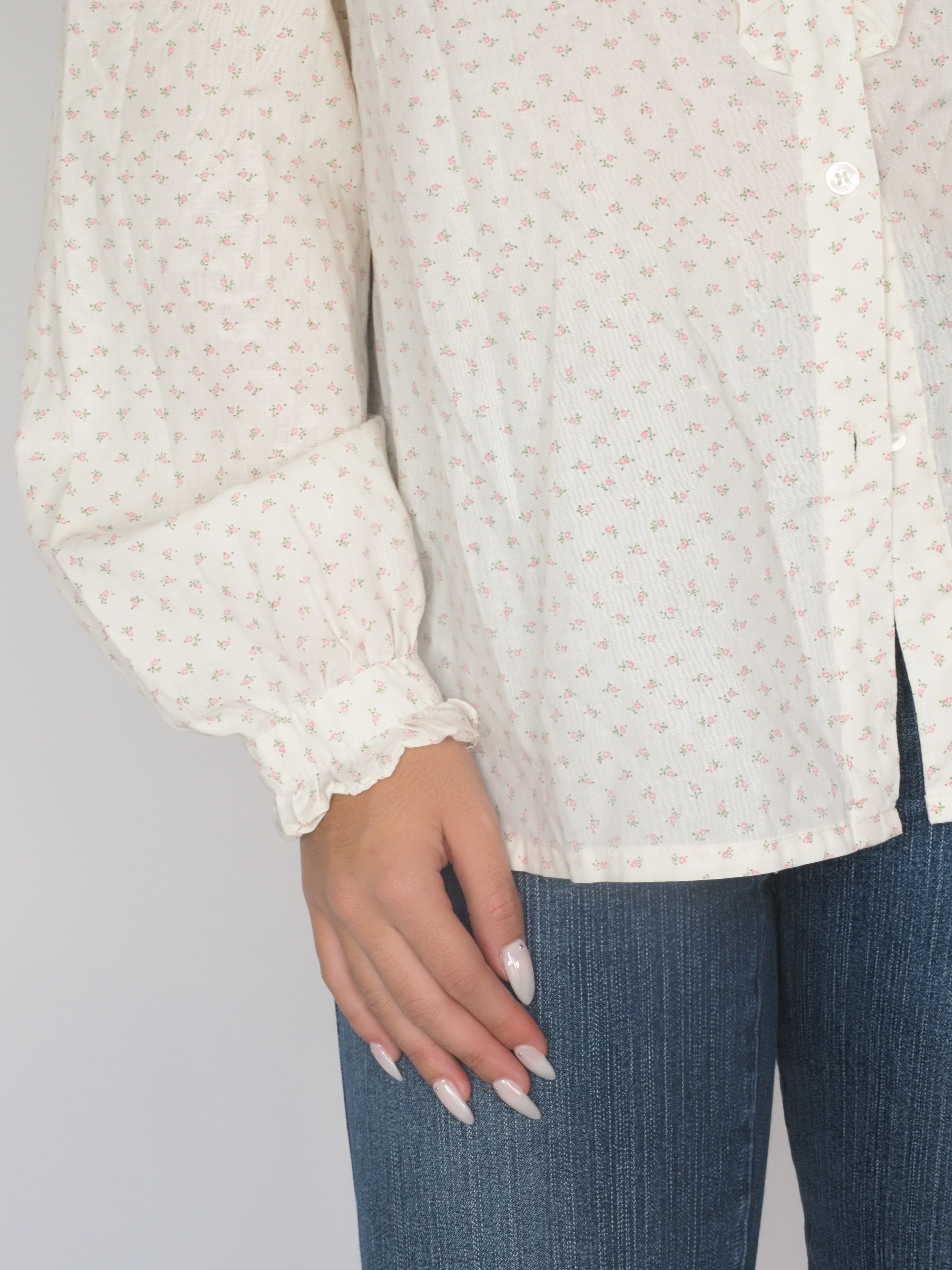 Sheer Floral Ruffle Blouse
