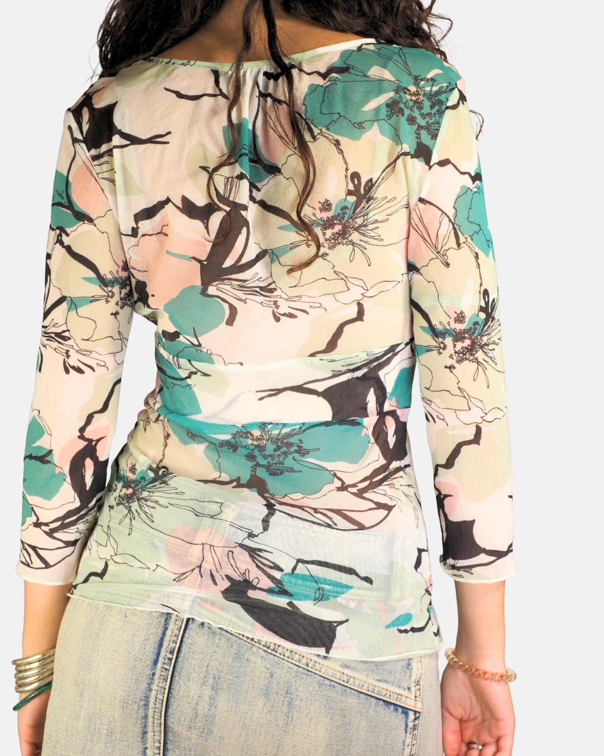 Pastel Floral Mesh Wrap Top-  Coast