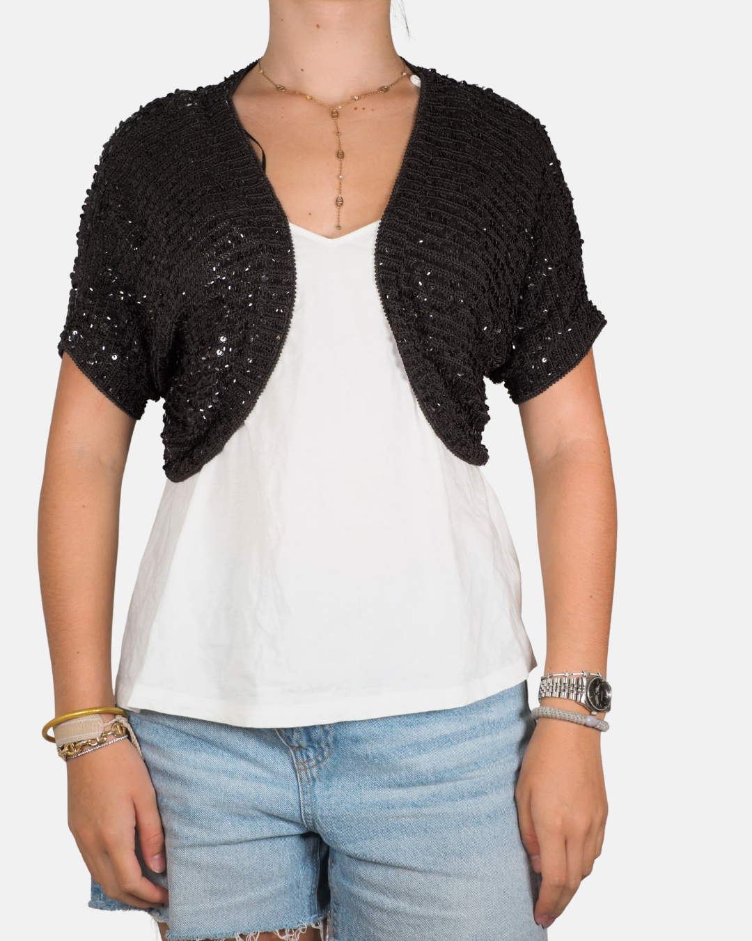 Brown Sequin Knit Bolero - M&S