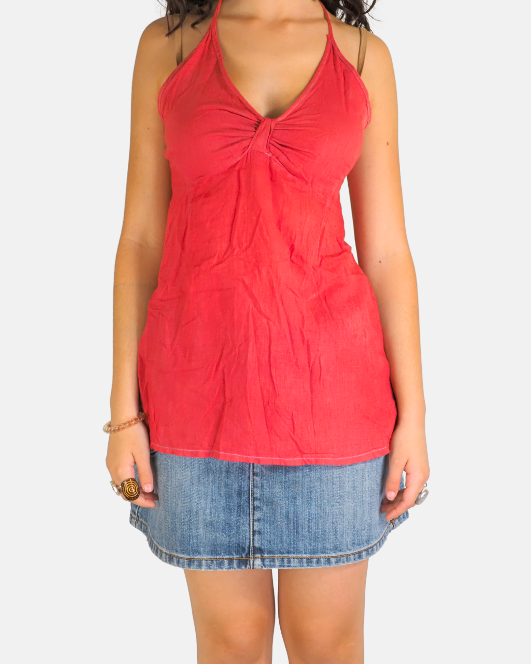 Coral Ruched Halter Top - Lola Creations
