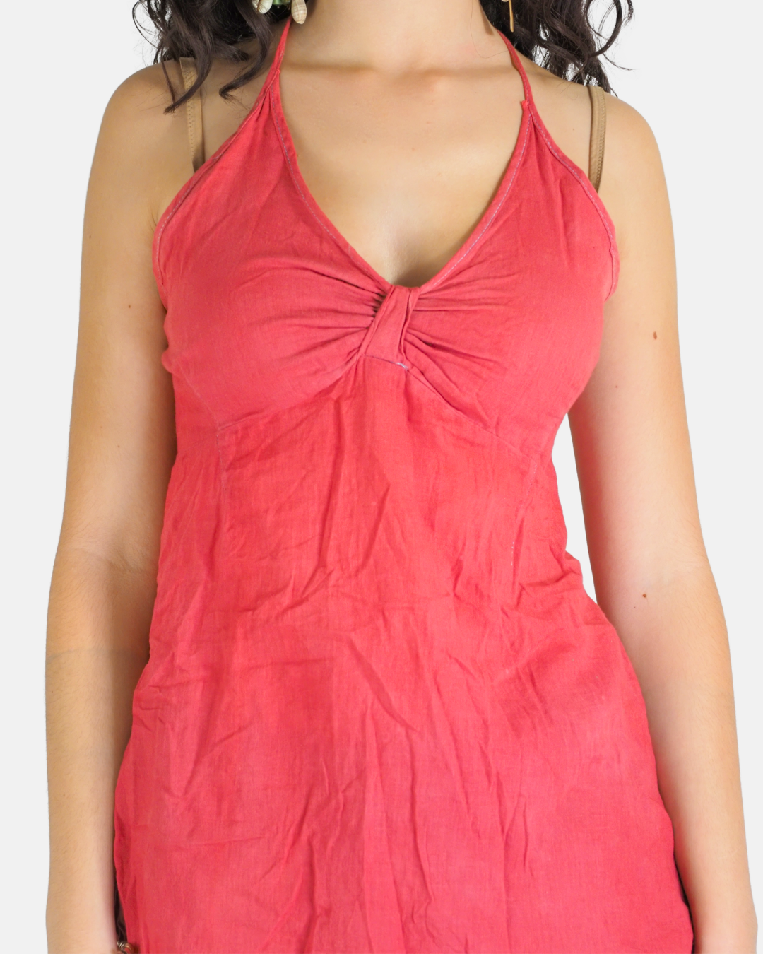 Coral Ruched Halter Top - Lola Creations