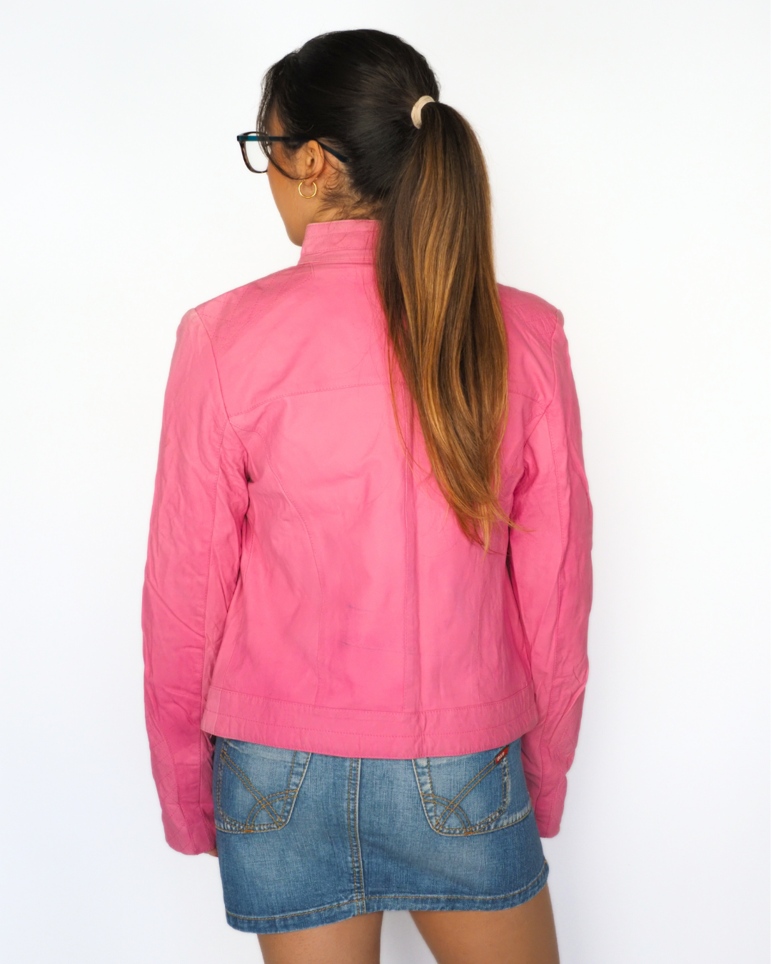 Vera Pelle Bubblegum Pink Cropped Leather Jacket