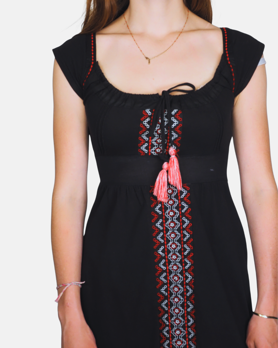 Boho Embroidered Tassel Mini Dress by XDYE