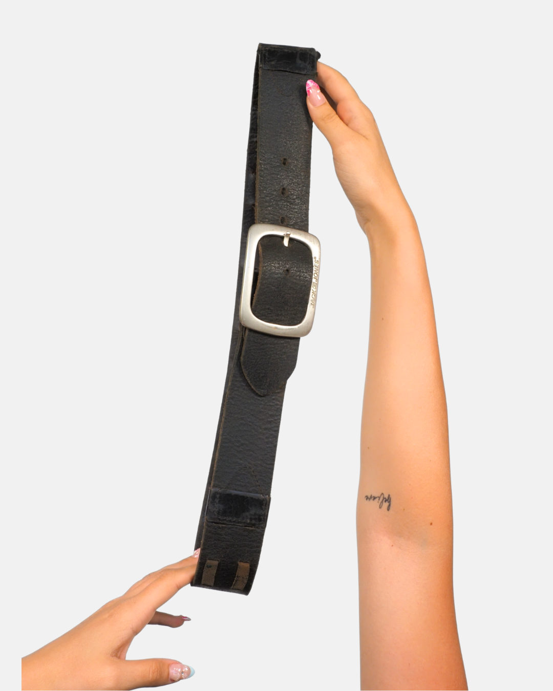 Vintage Black Leather Waist Belt