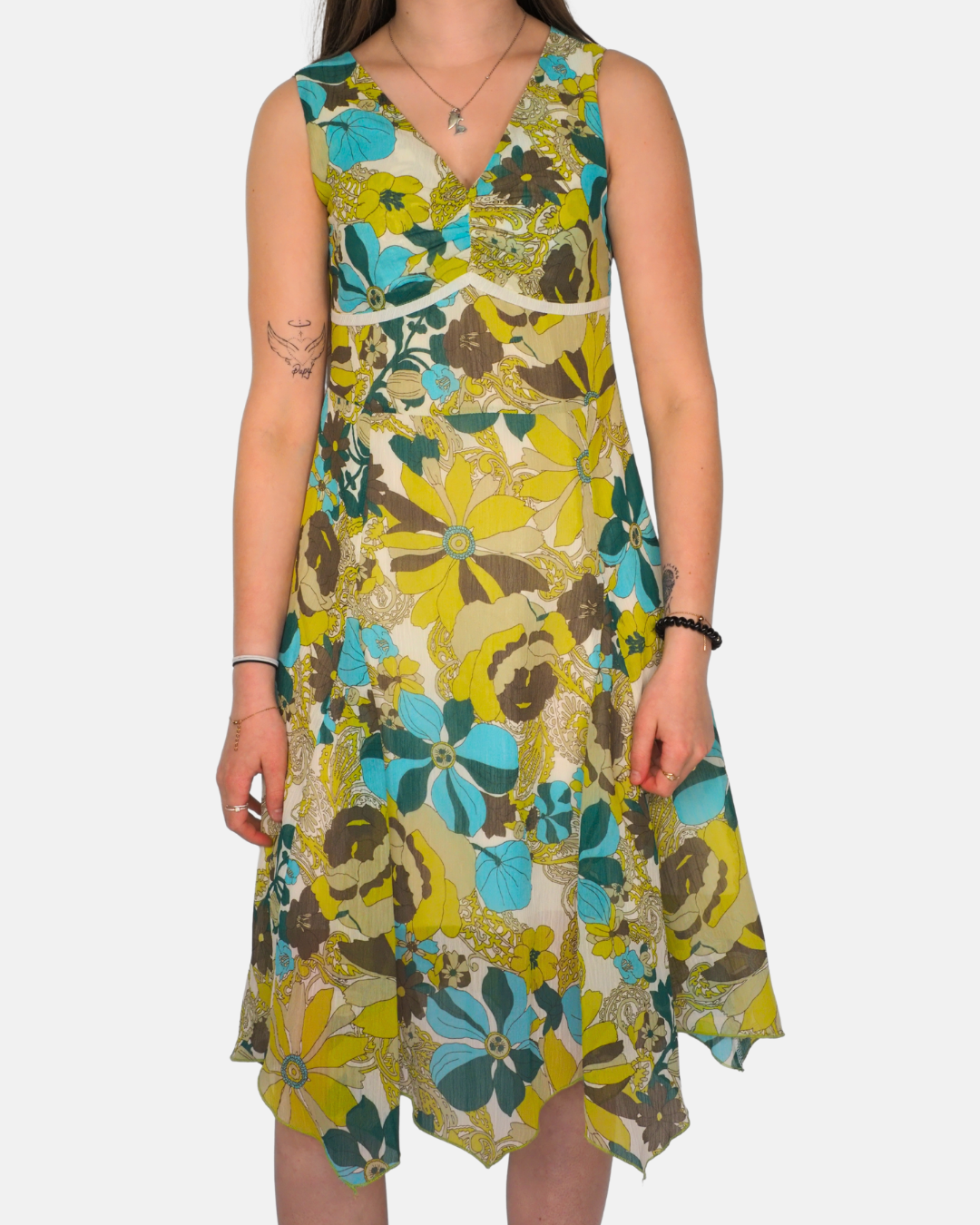 Y2K Floral Print Midi Dress – Diamond Multicolour
