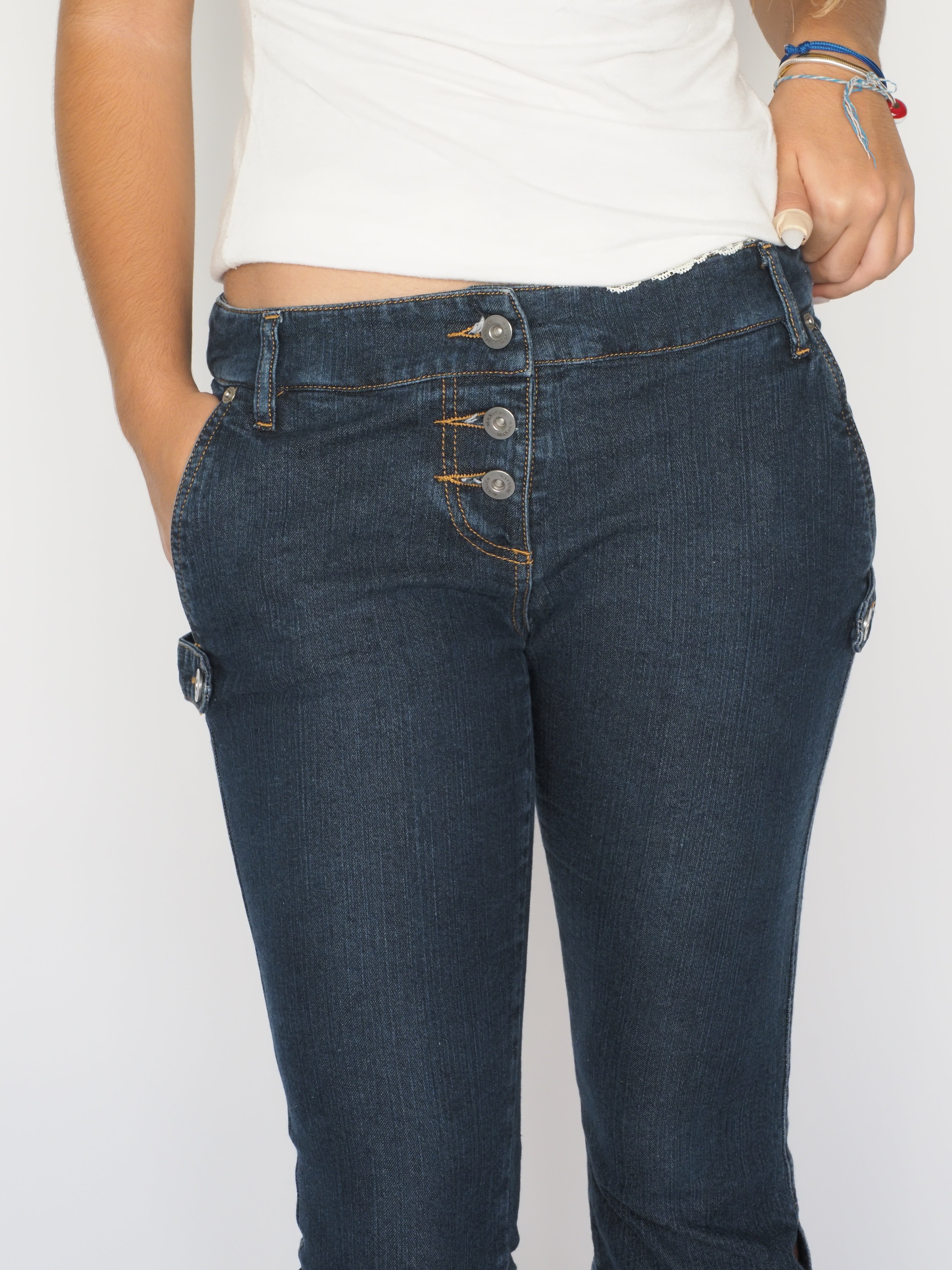 Max&Co Dark-Wash Cropped Jeans with Button Detail