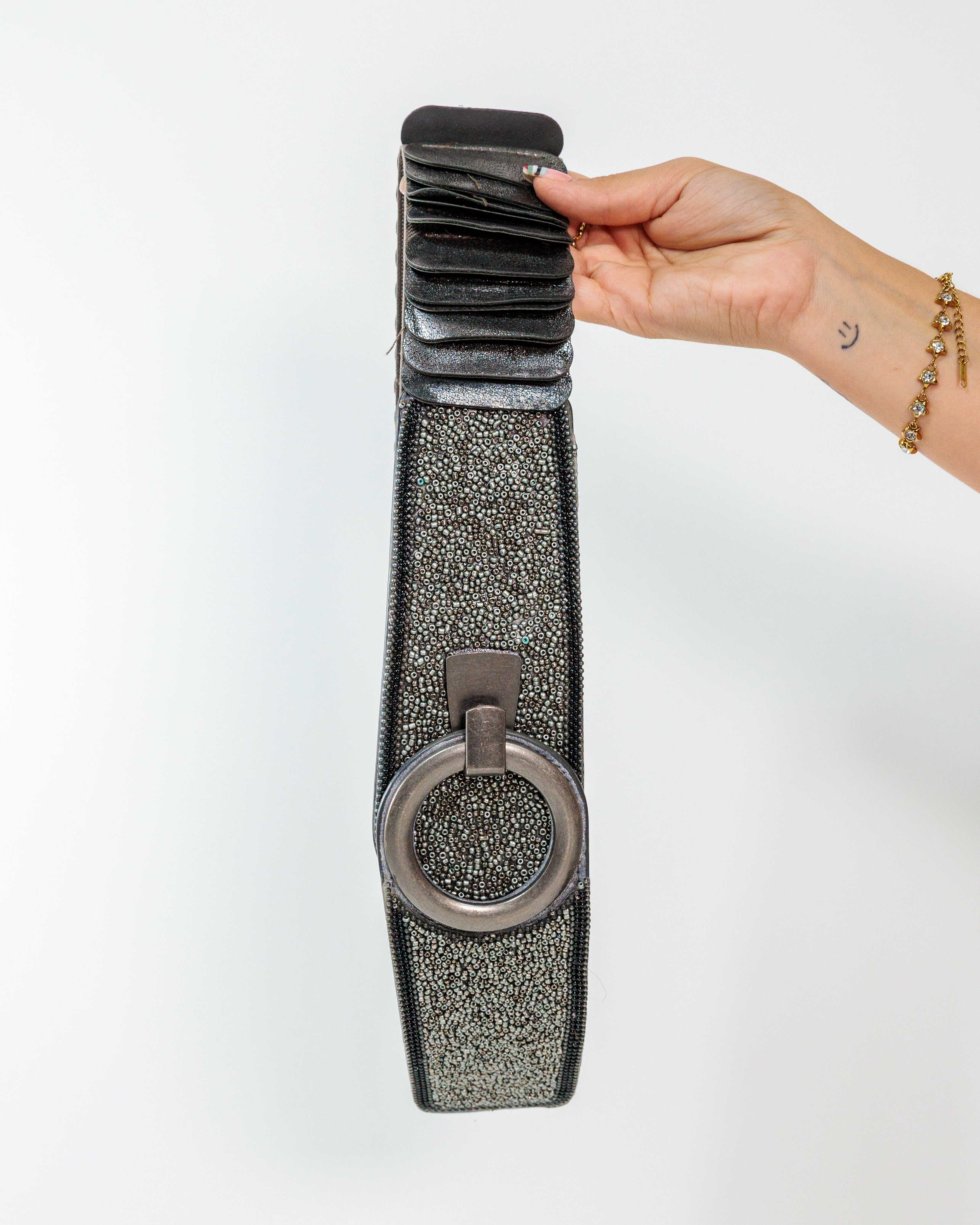 Black Rhinestone Medallion Multi-Strap Belt