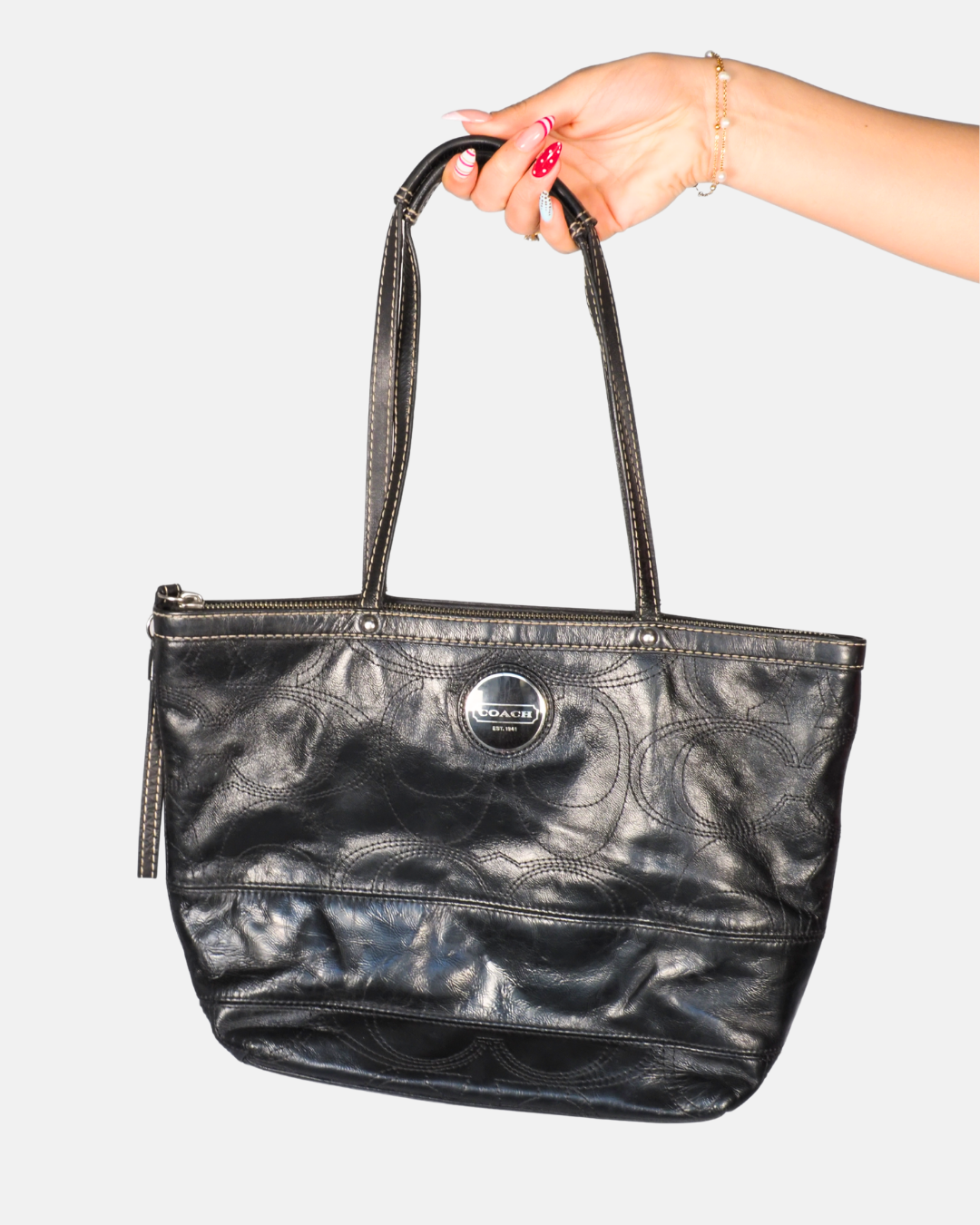 Coach Everyday Embossed Leather Tote in Black